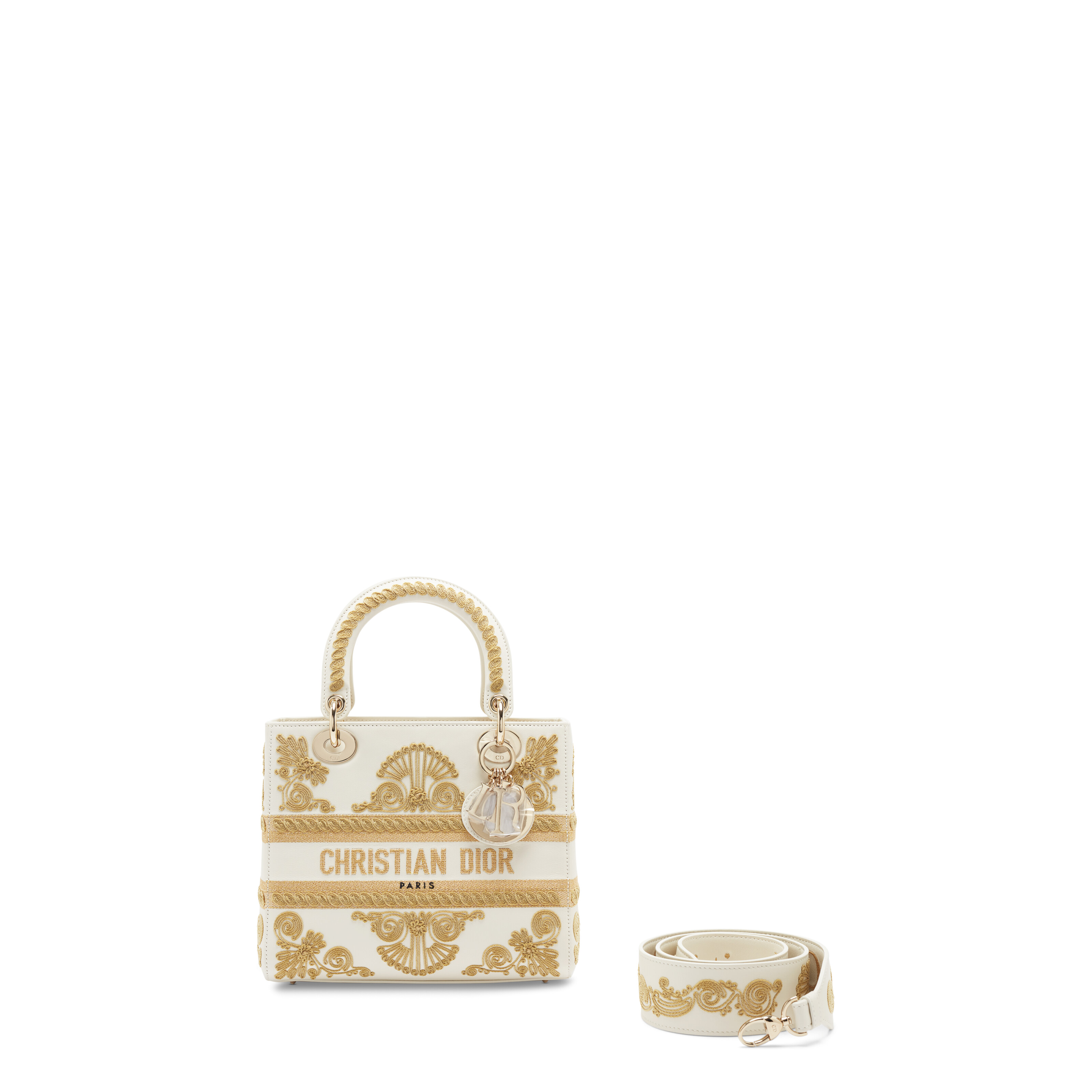 A LIMITED EDITION CRUISE GOLD EMBROIDERED WHITE CALFSKIN LEATHER
