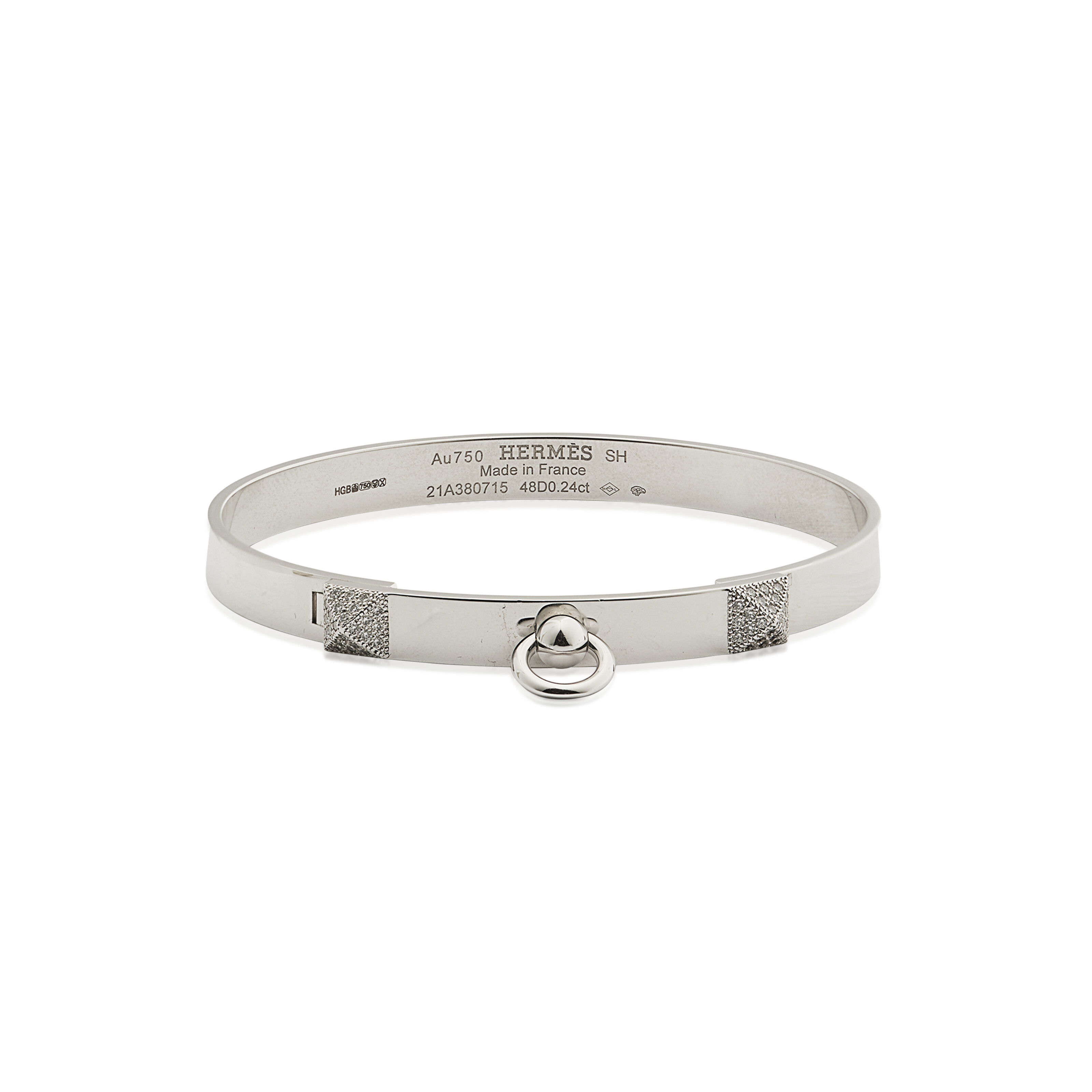 AN 18K WHITE GOLD DIAMOND COLLIER DE CHIEN BRACELET, HERMÈS
