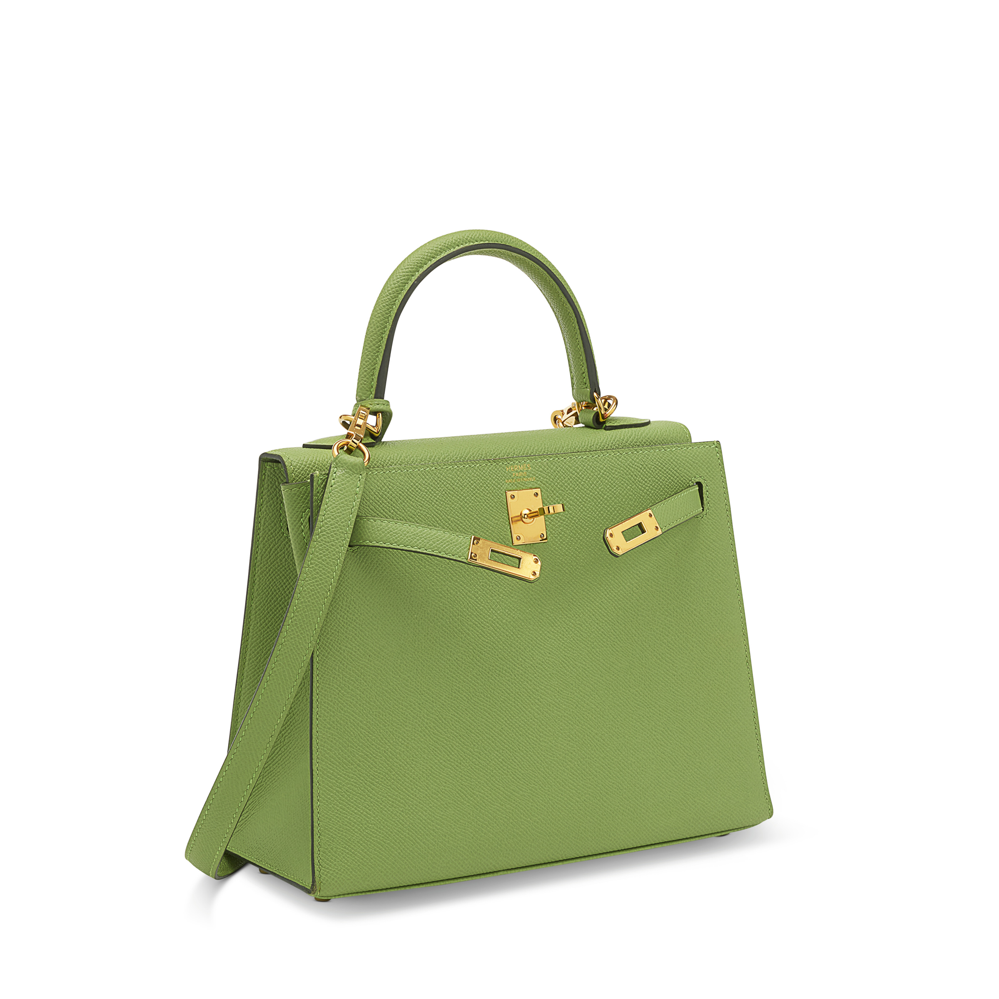 A VERT CRIQUET EPSOM LEATHER SELLIER KELLY 25 WITH GOLD HARDWARE HERMES 2020 Christie s