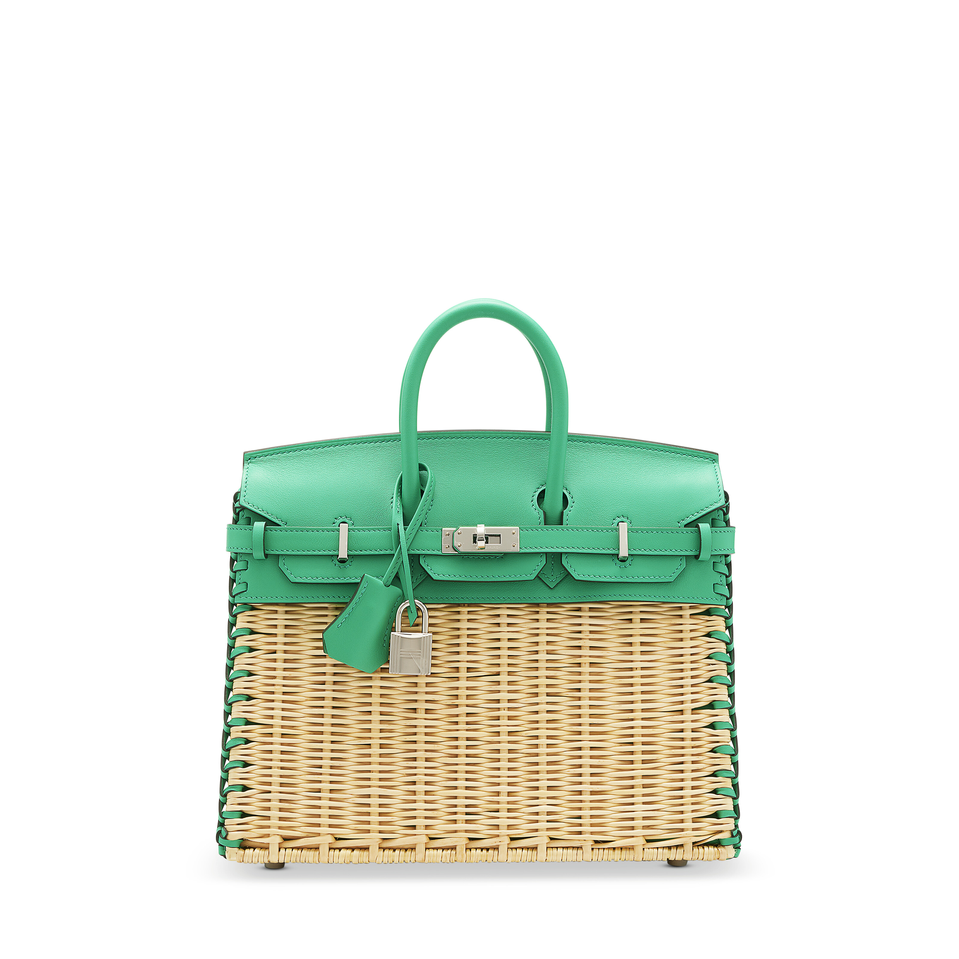 A LIMITED EDITION MENTHE SWIFT LEATHER & OSIER PICNIC BIRKIN 25