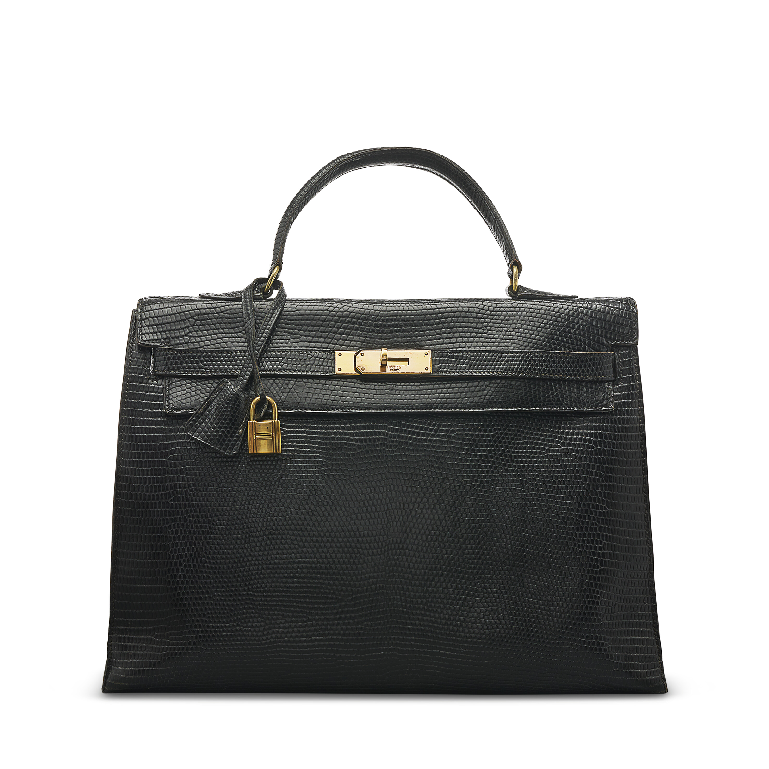A BLACK CALF BOX LEATHER RETOURNÉ KELLY 35 WITH GOLD HARDWARE