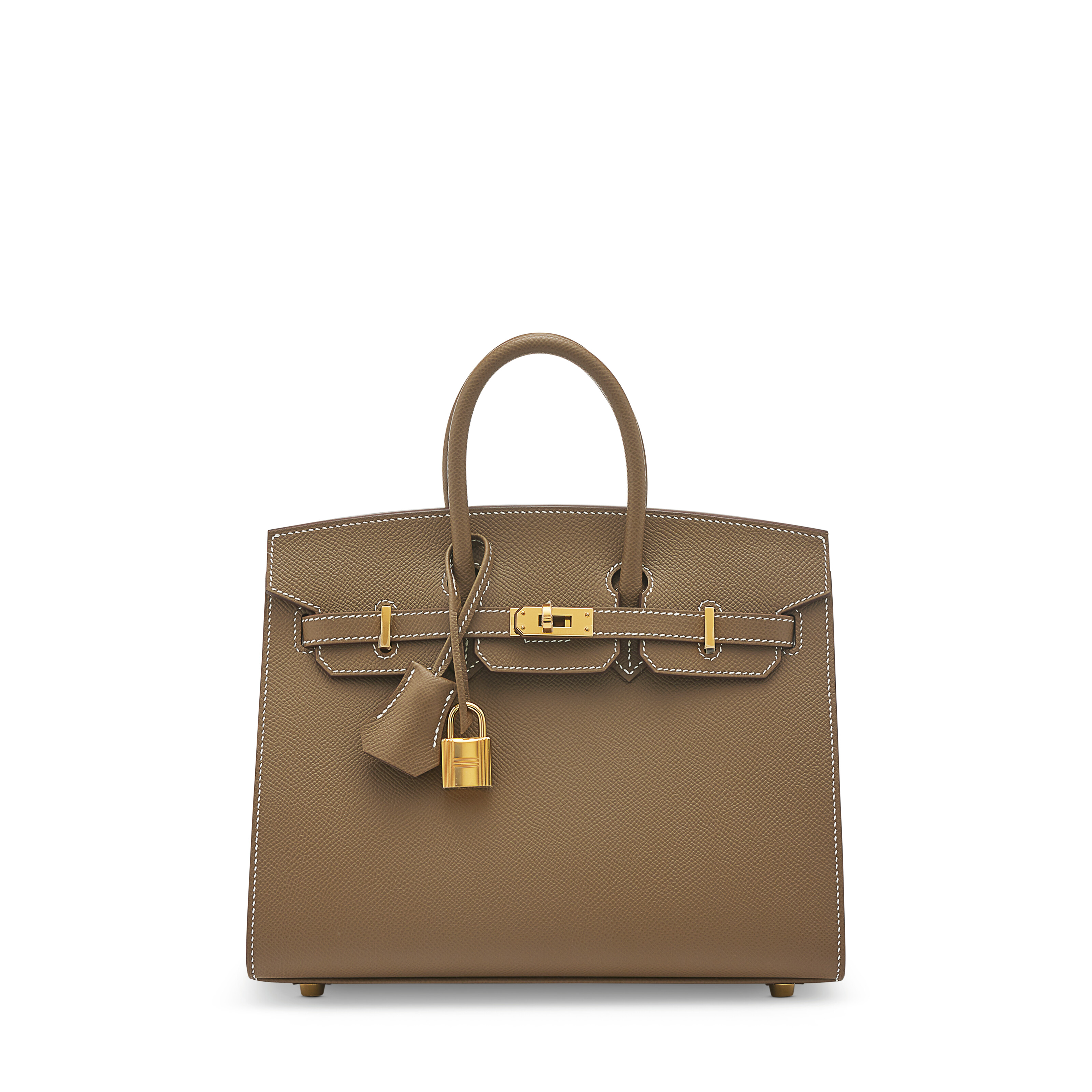 AN ÉTOUPE EPSOM LEATHER SELLIER BIRKIN 25 WITH GOLD HARDWARE