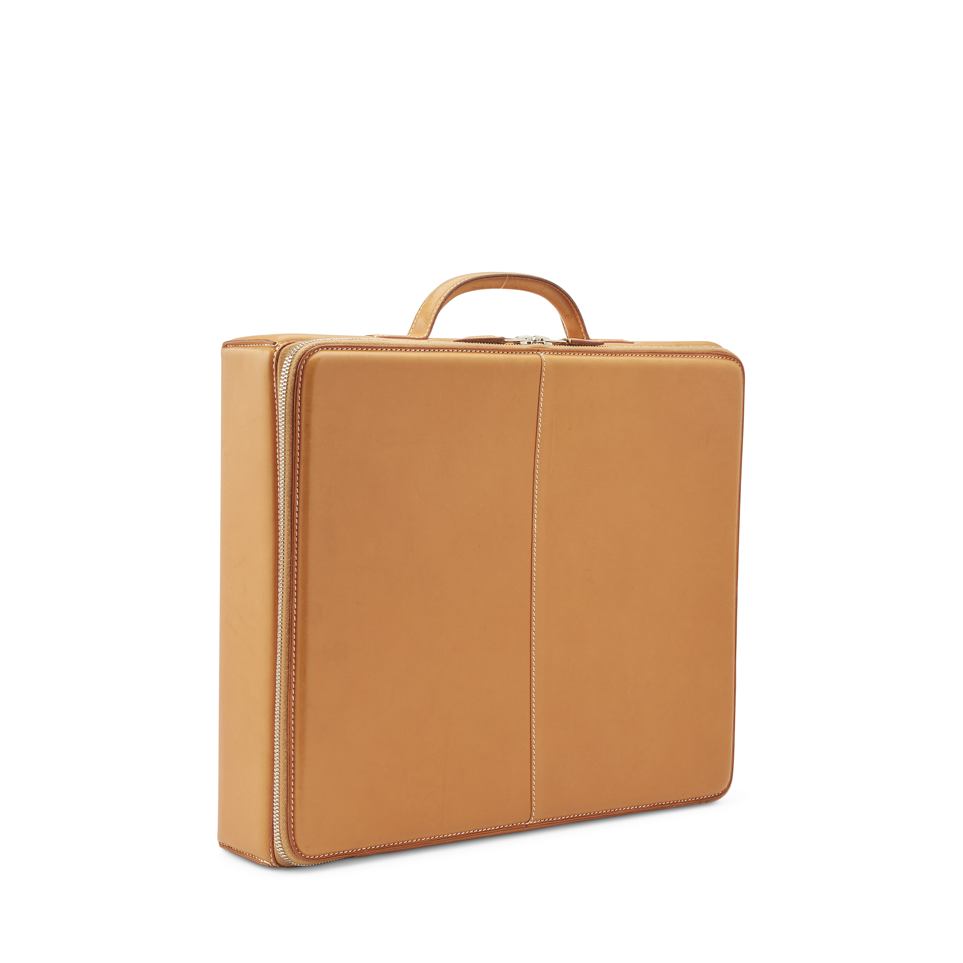 A VACHE NATURELLE HERLIGHT BRIEFCASE WITH PALLADIUM HARDWARE BY