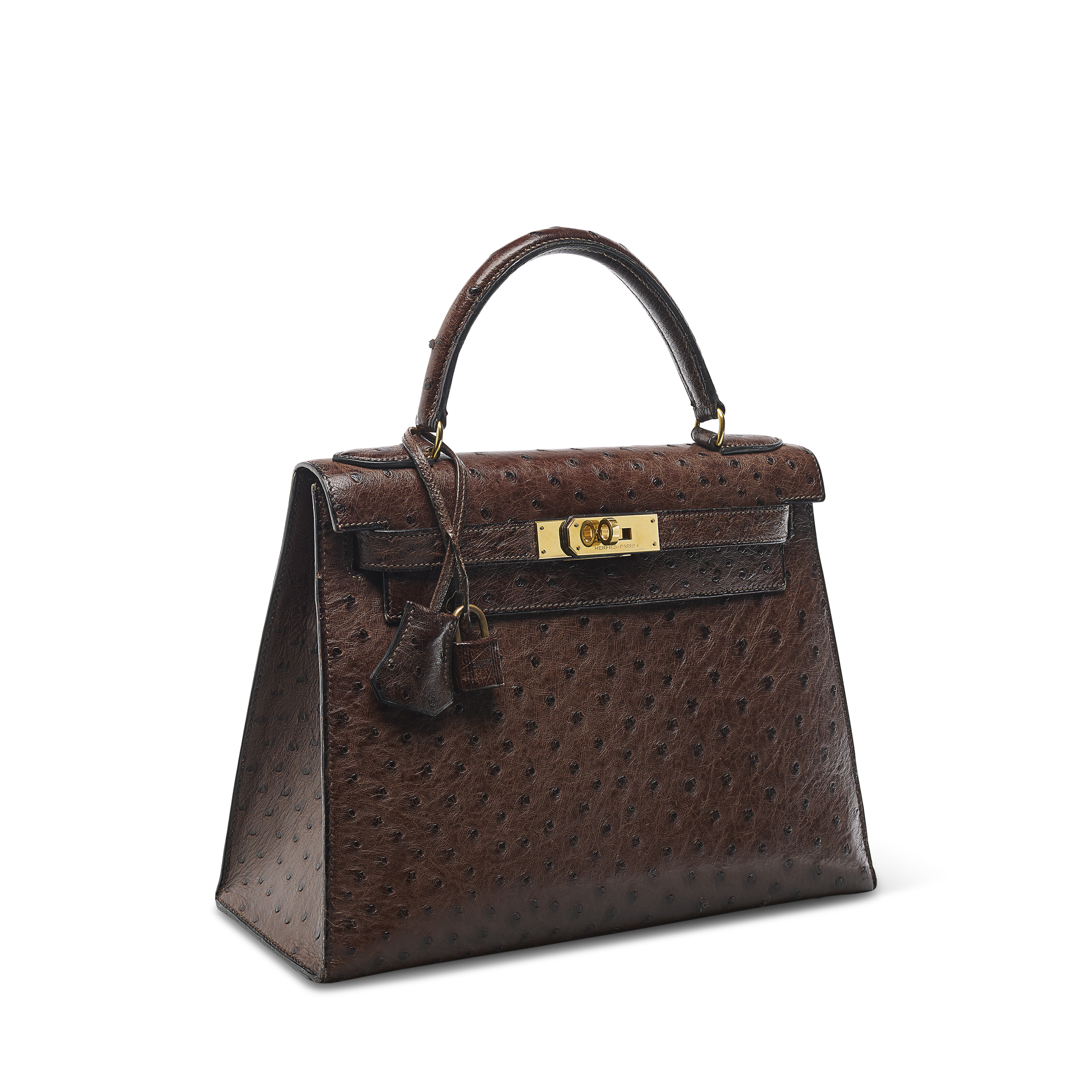たーちゃん様　手袋 ダークブラウン エルメス セリエ A MARRON FONCÉ OSTRICH SELLIER KELLY 28 WITH GOLD HARDWARE, HERMÈS