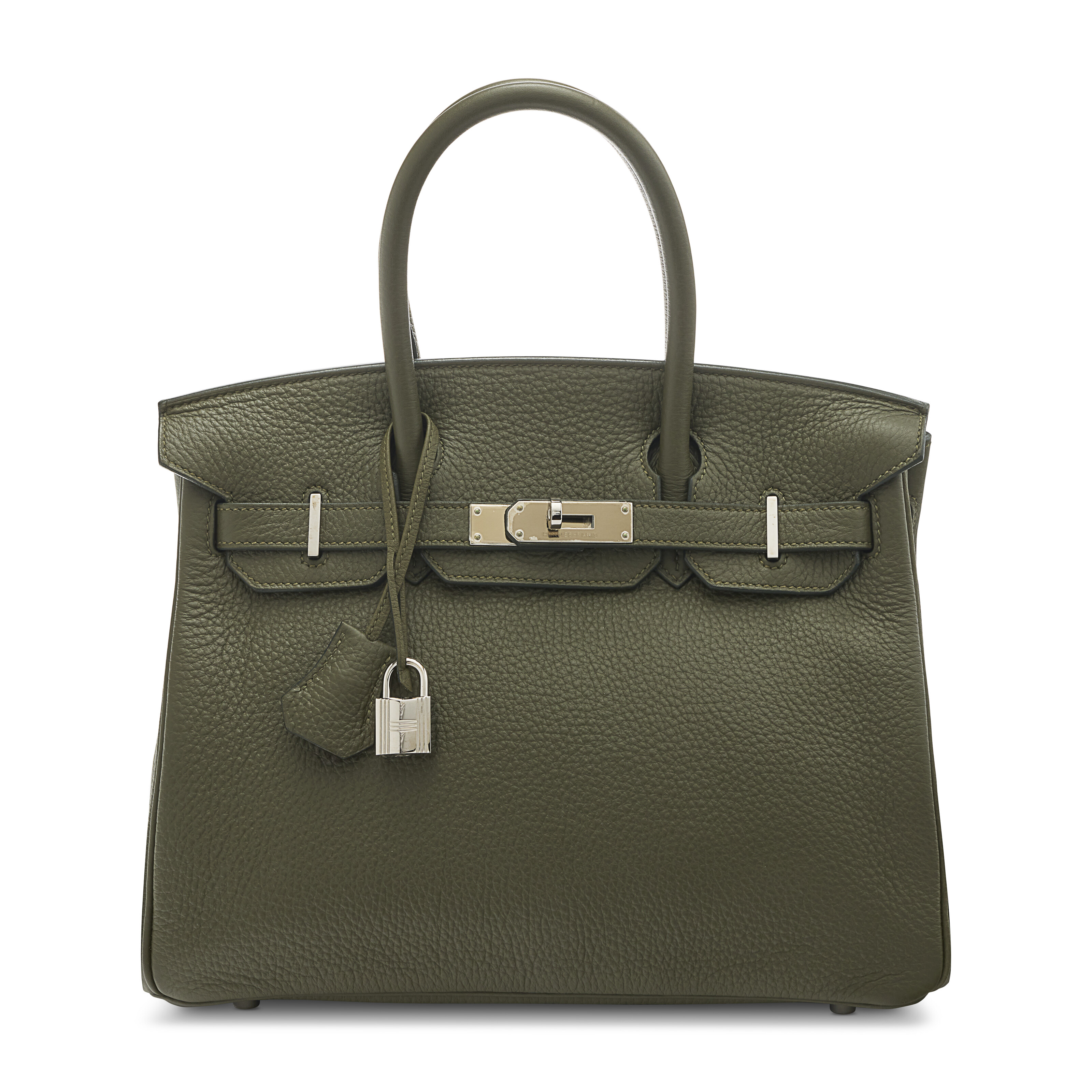 A VERT OLIVE CLÉMENCE LEATHER BIRKIN 30 WITH PALLADIUM HARDWARE