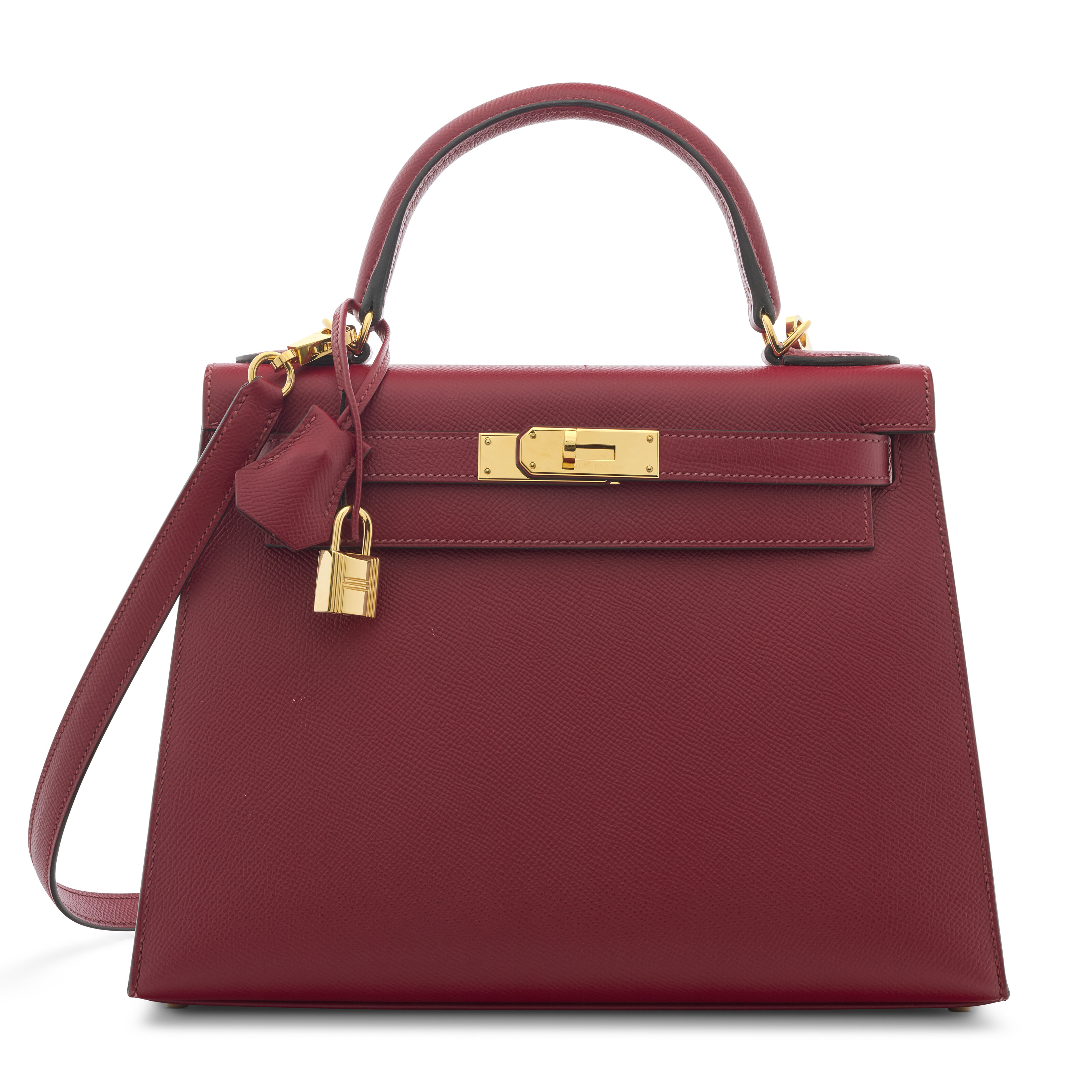 A ROUGE GARANCE EPSOM LEATHER SELLIER KELLY 28 WITH GOLD HARDWARE HERMES 2016 Christie s