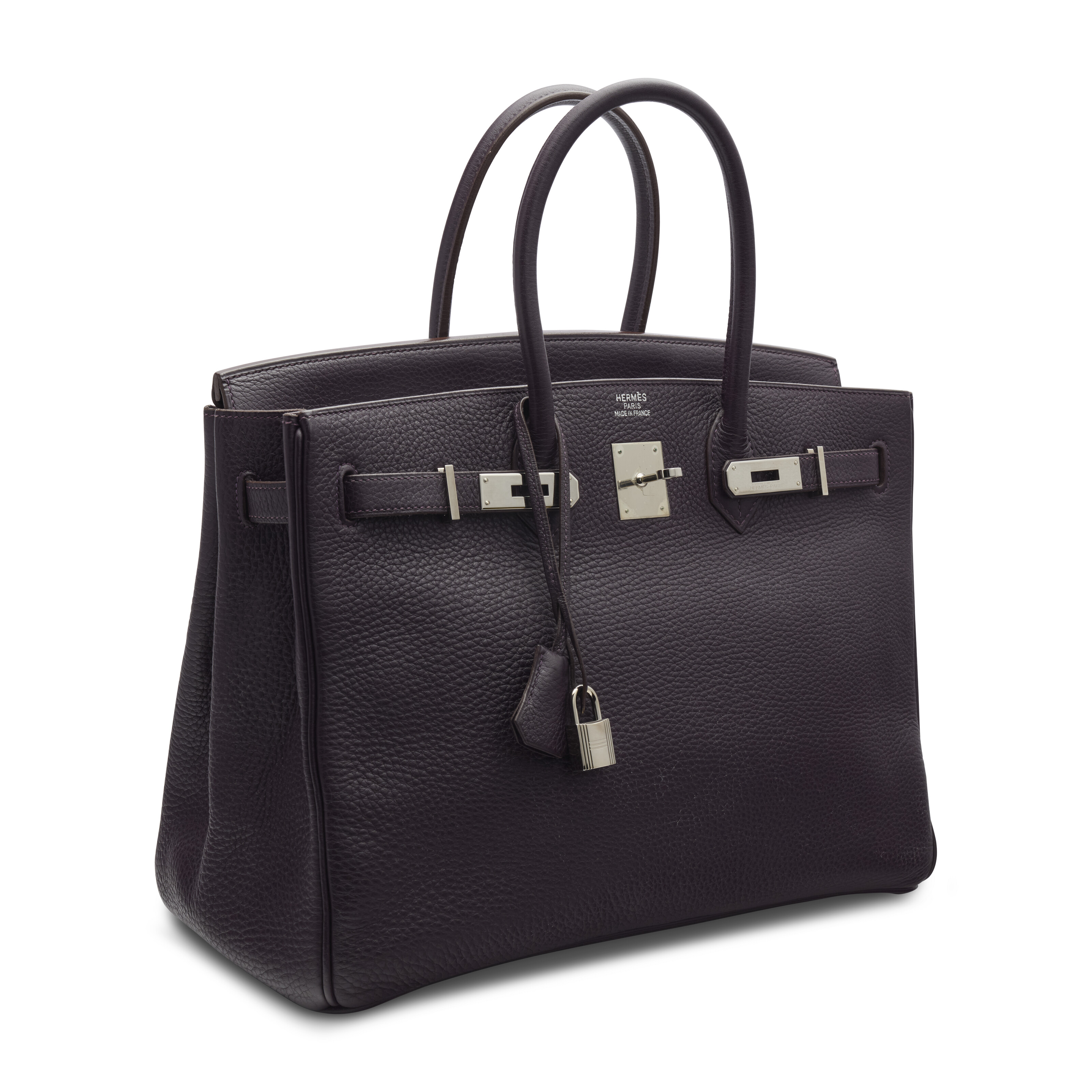 A PRUNE CLÉMENCE LEATHER BIRKIN 35 WITH PALLADIUM HARDWARE, HERMÈS