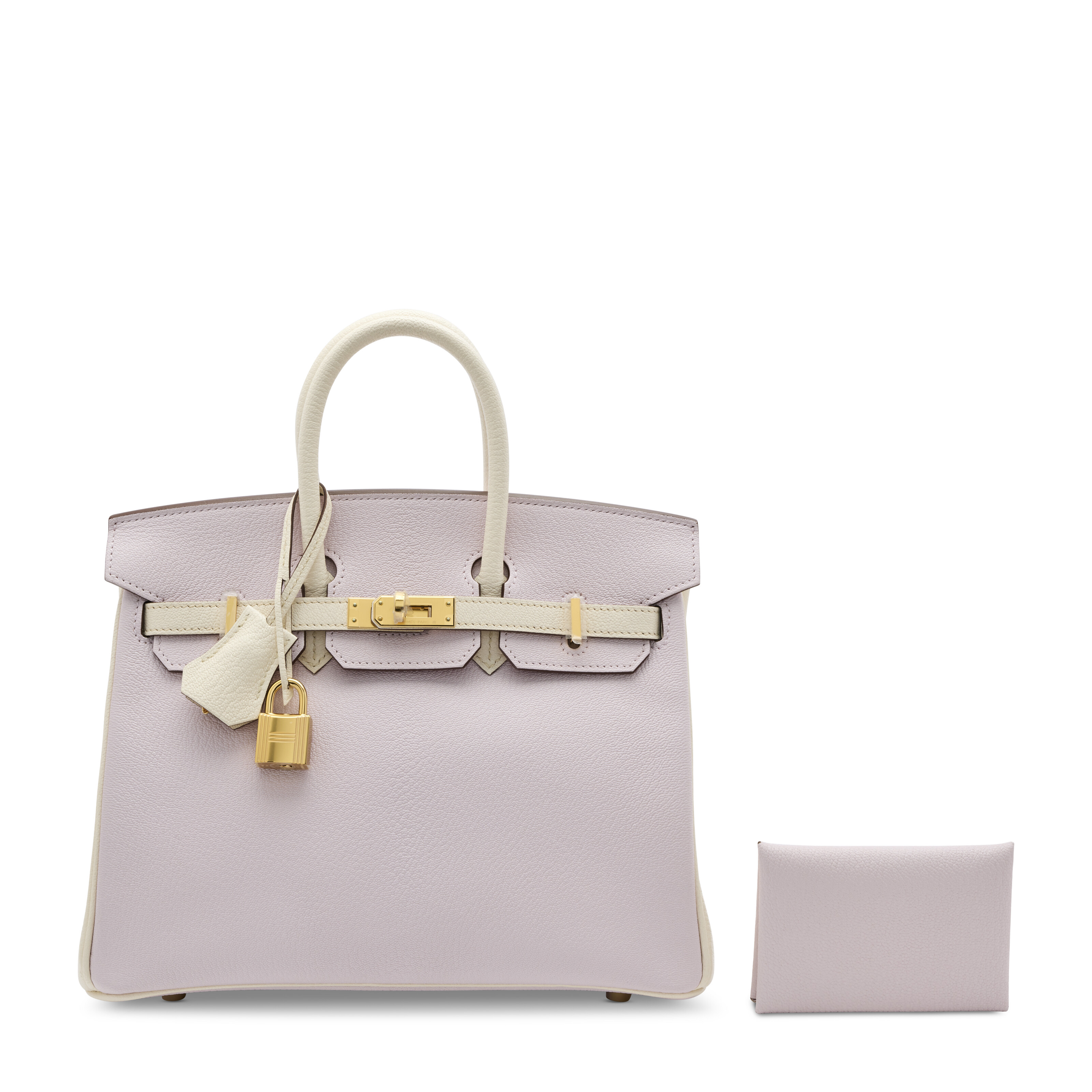 A GROUP OF TWO: A CUSTOM MAUVE PÂLE & NATA CHÈVRE LEATHER BIRKIN