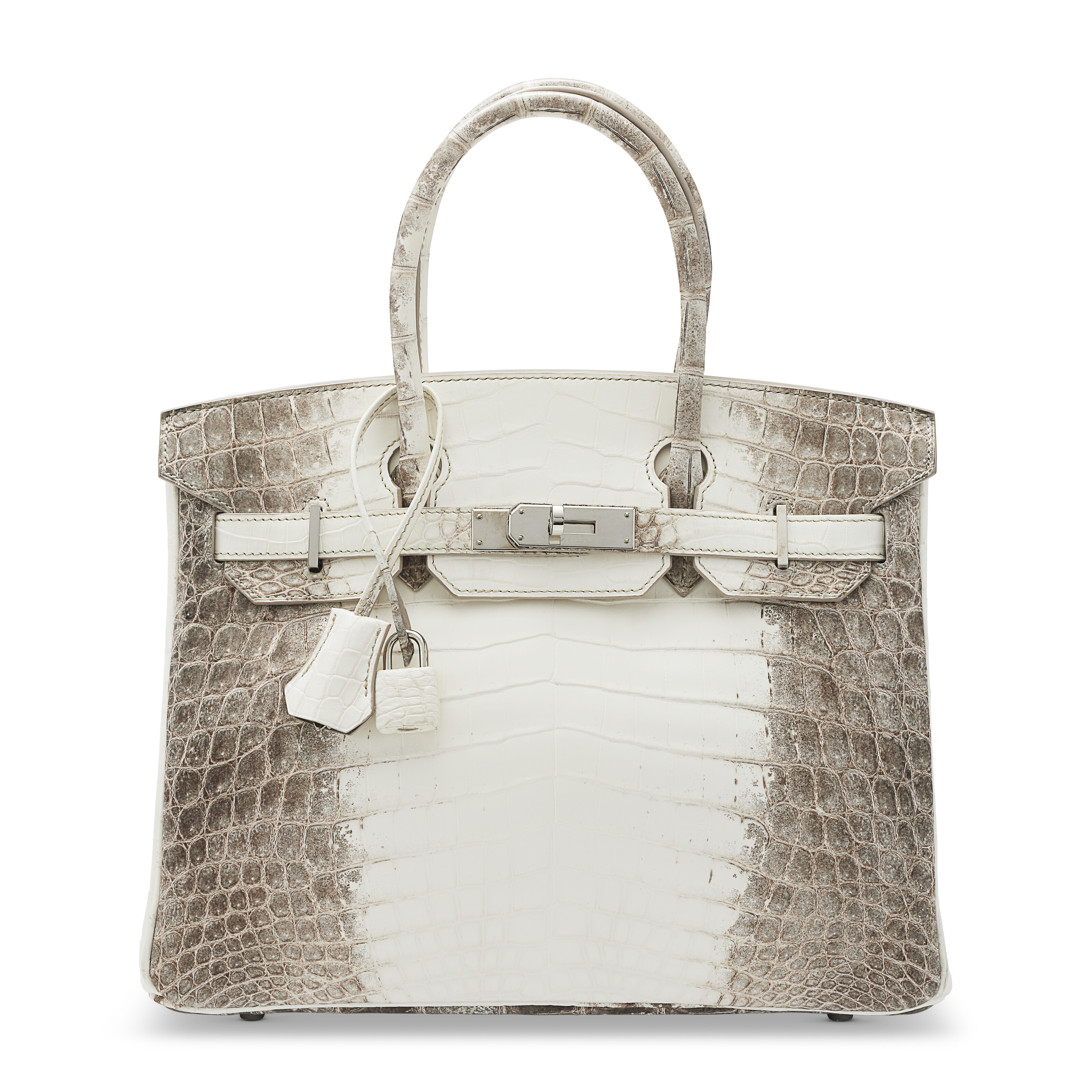 A RARE, MATTE WHITE HIMALAYA NILOTICUS CROCODILE BIRKIN 30 WITH