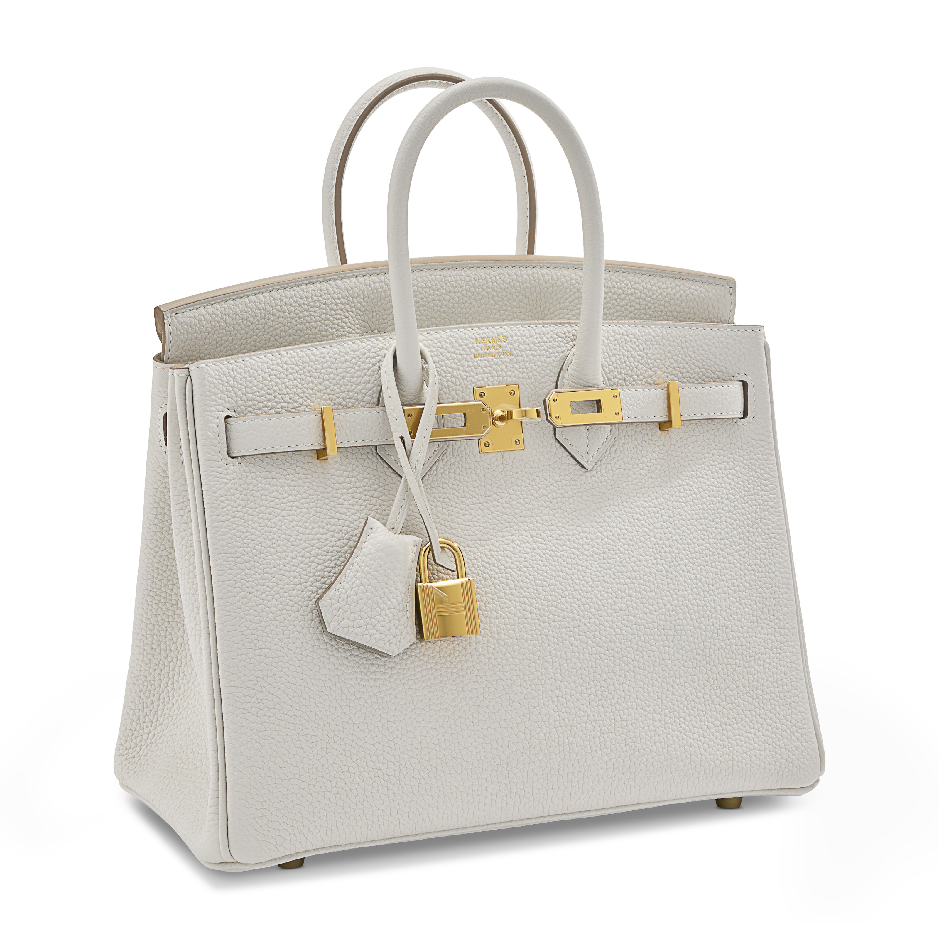 A GRIS PÂLE TOGO LEATHER BIRKIN 25 WITH GOLD HARDWARE, HERMÈS