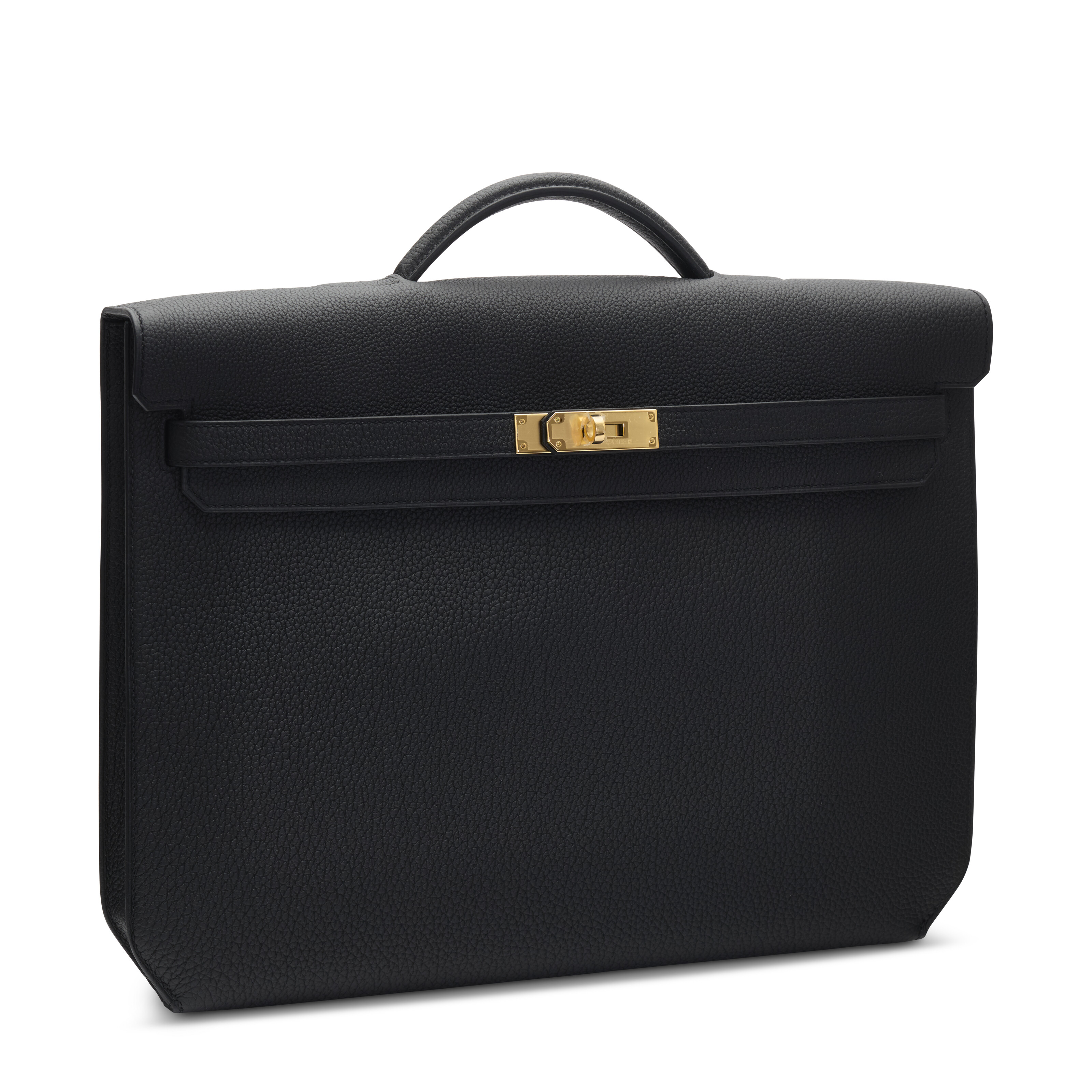 A BLACK CLÉMENCE LEATHER KELLY DÉPÊCHES 36 WITH GOLD HARDWARE