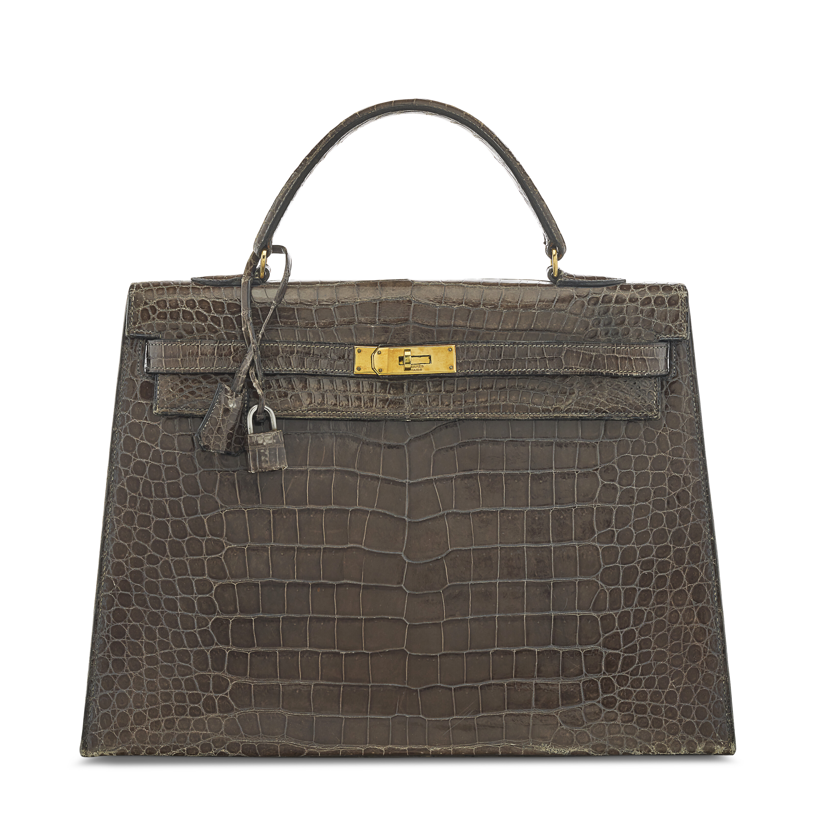 A SHINY FICELLE NILOTICUS CROCODILE SELLIER KELLY 32 WITH