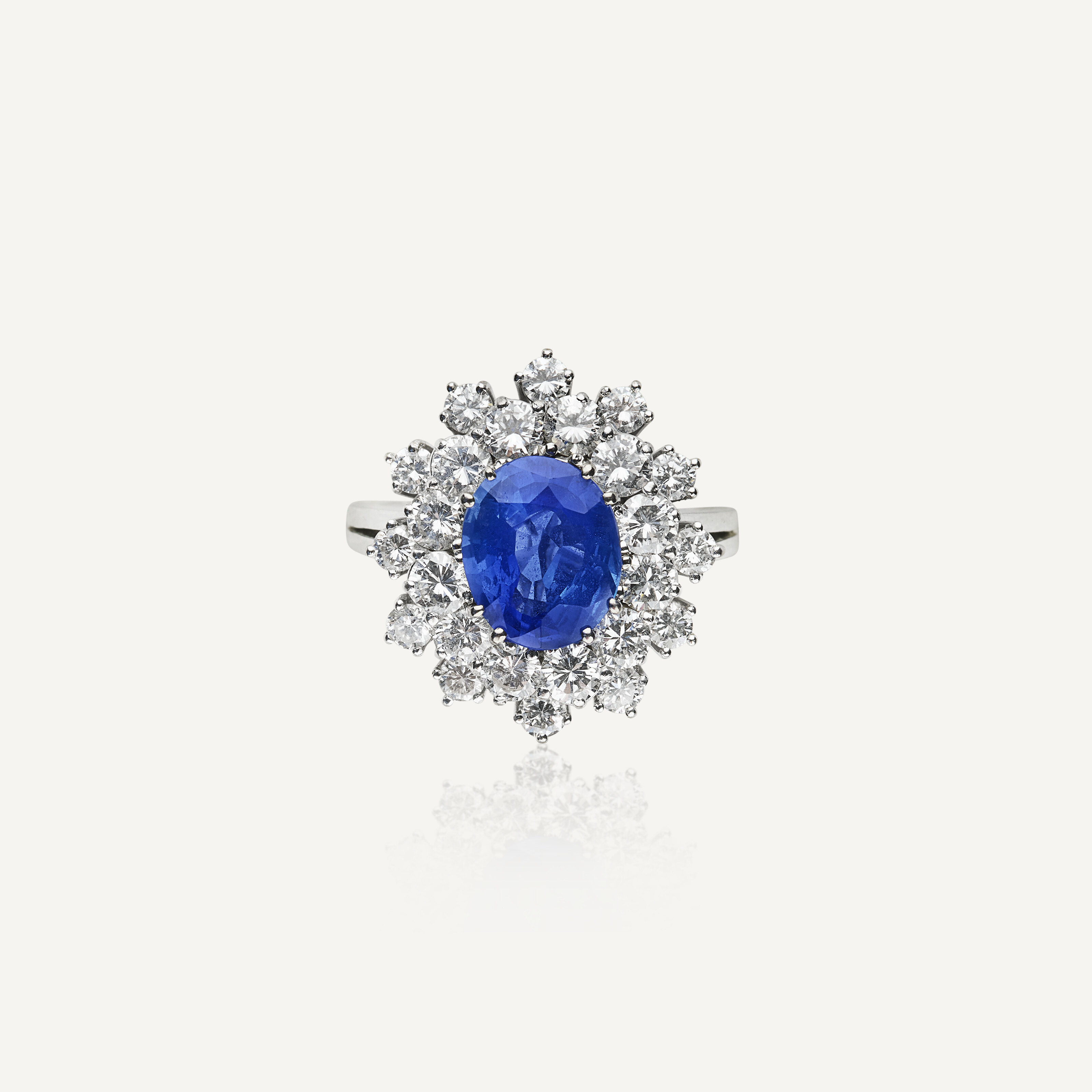 Bague Dame Or 18K Avec Saphir Et Diamants - Taille 53 - Occasion En Parfait état