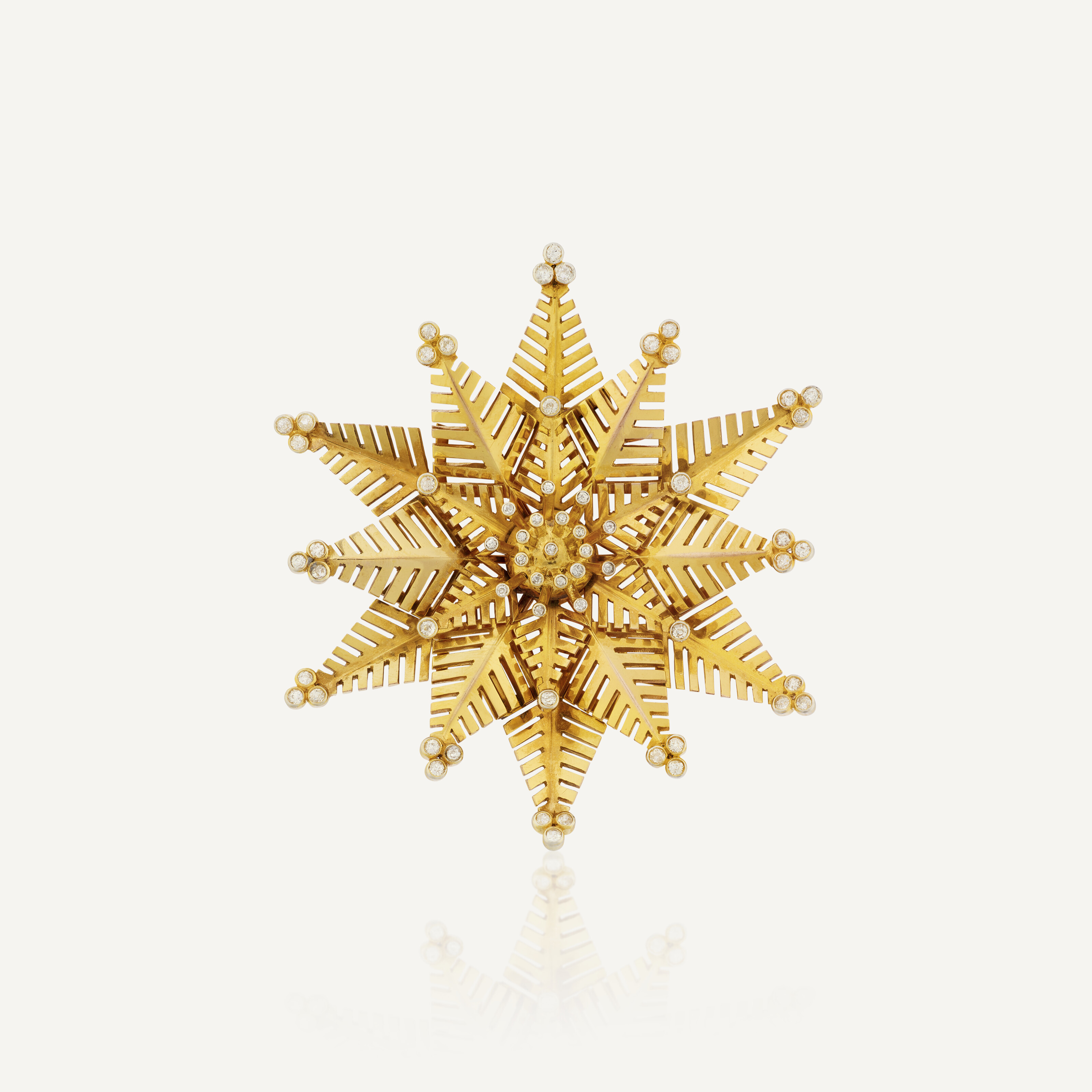 Broche Vintage Signée Cacharel Ornée De Cristaux - 9.5 Cm - Métal Doré - Occasion Rare