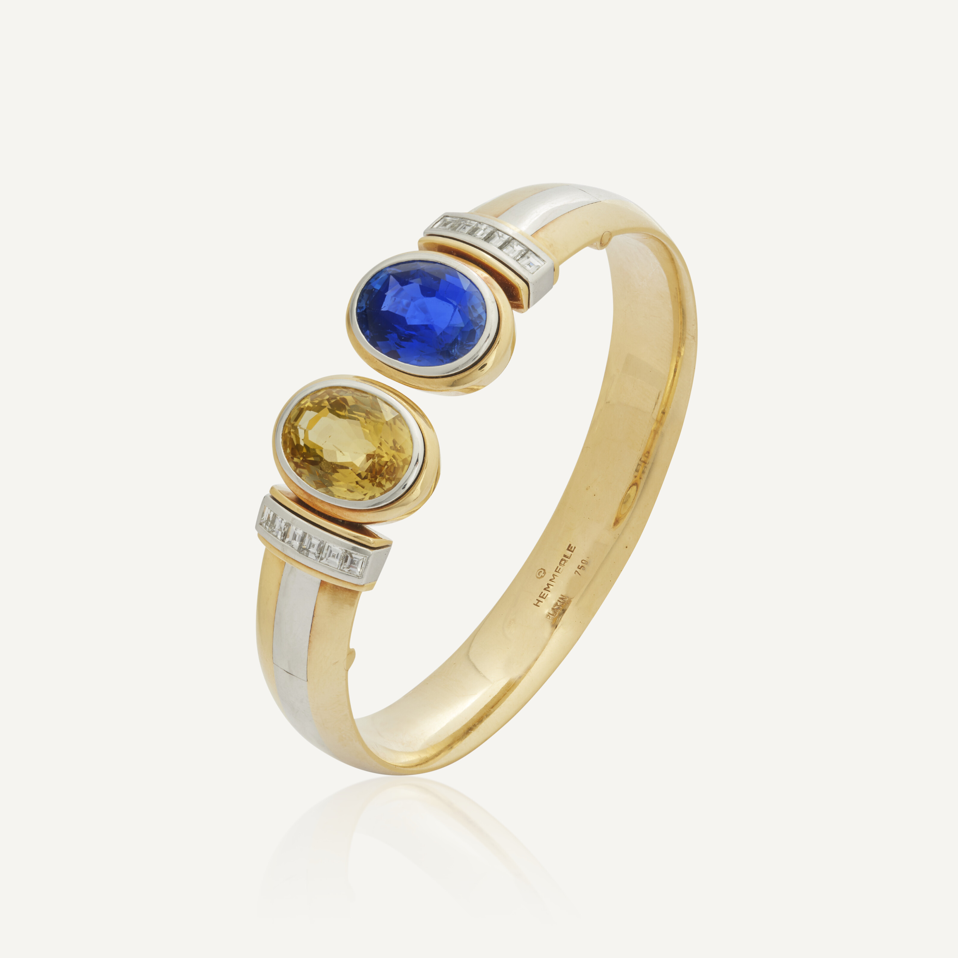 HEMMERLE BRACELET JONC SAPHIR DE COULEUR SAPHIR ET DIAMANTS