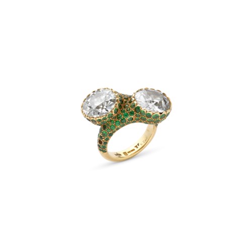 JAMES DE GIVENCHY POUR TAFFIN BAGUE 'TOI & MOI' GRENATS TSAVORIT