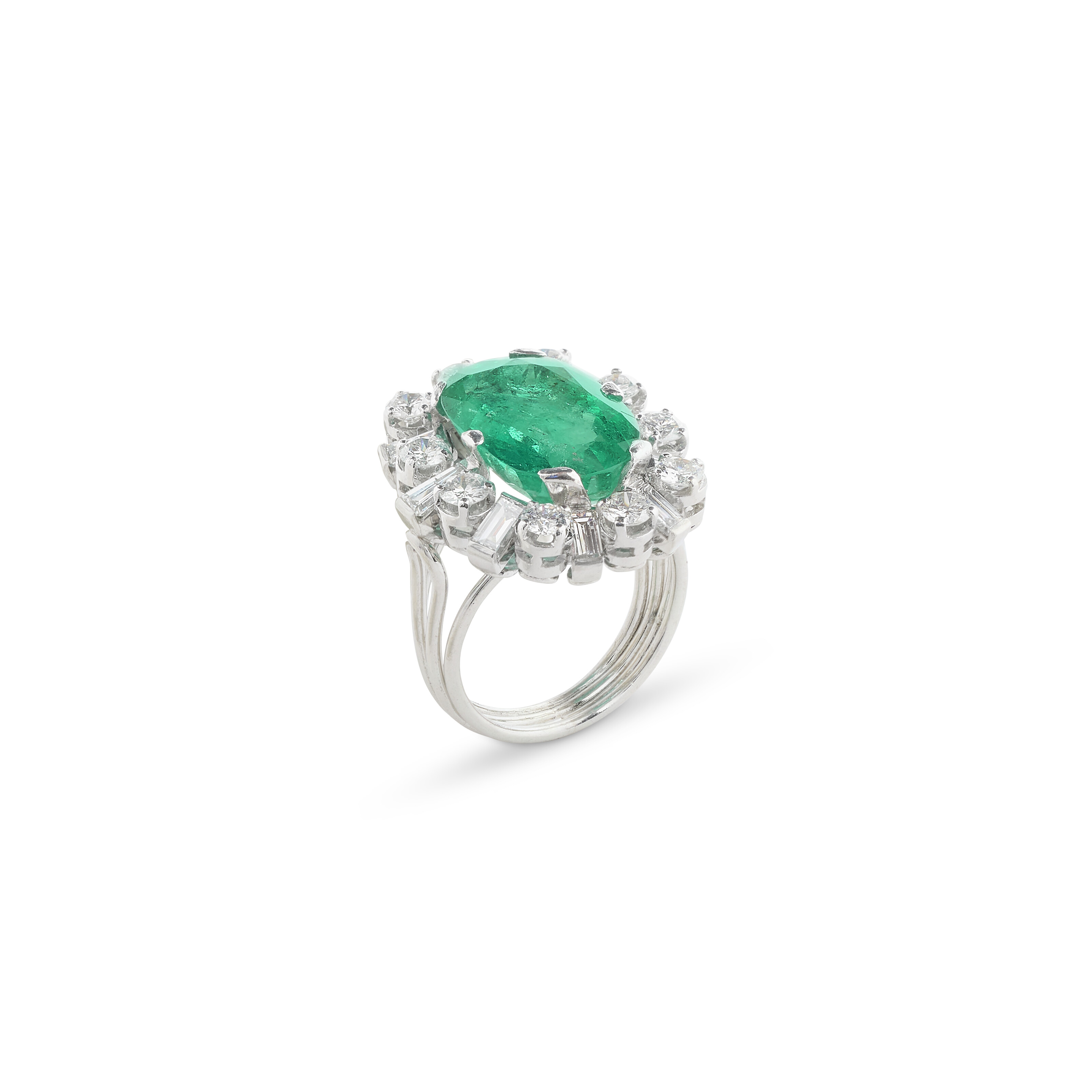 Bague Rivière Emeraudes & Diamants 