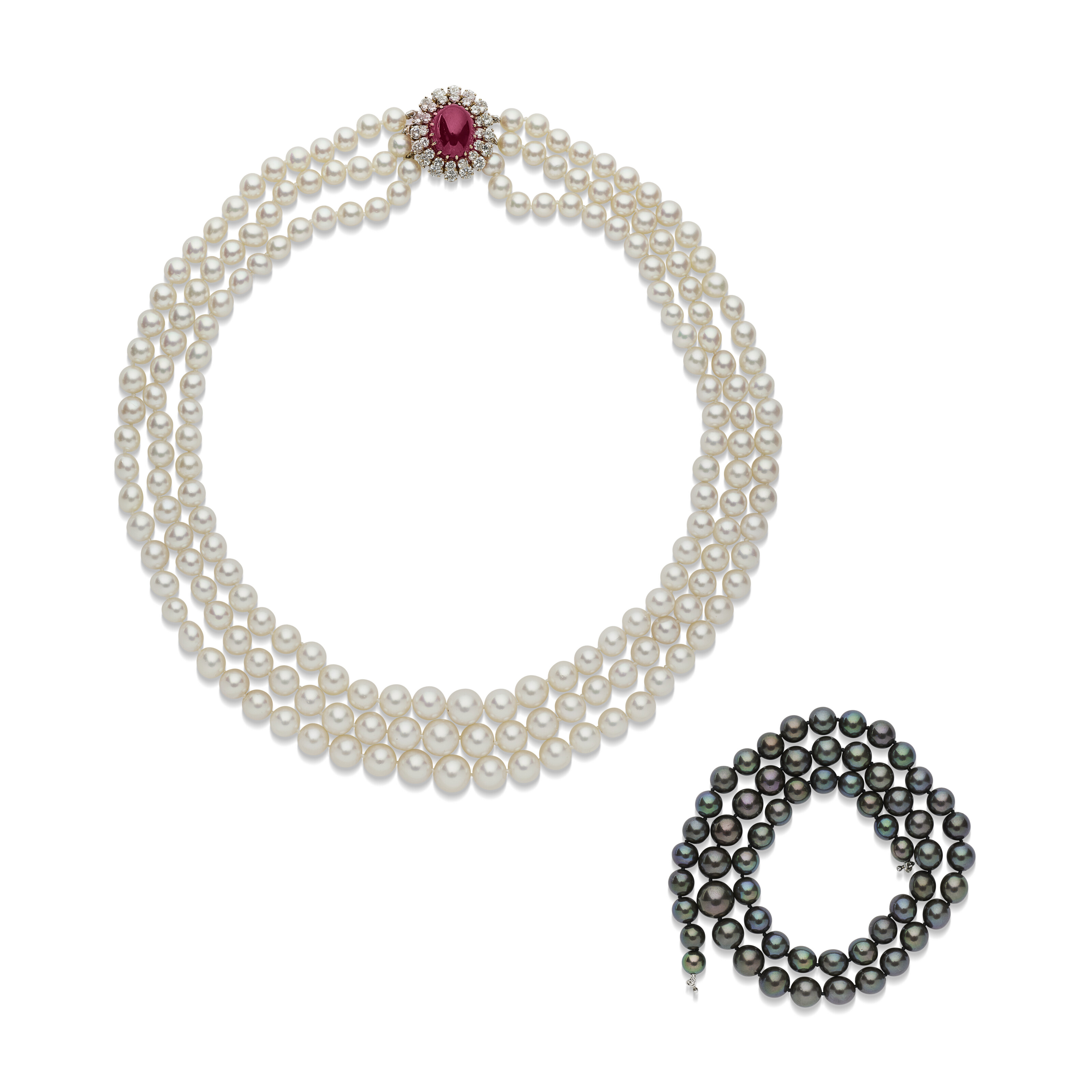 VAN CLEEF & ARPELS COLLIER TROIS RANGS TRANFORMABLE PERLES DE CULTURE ...