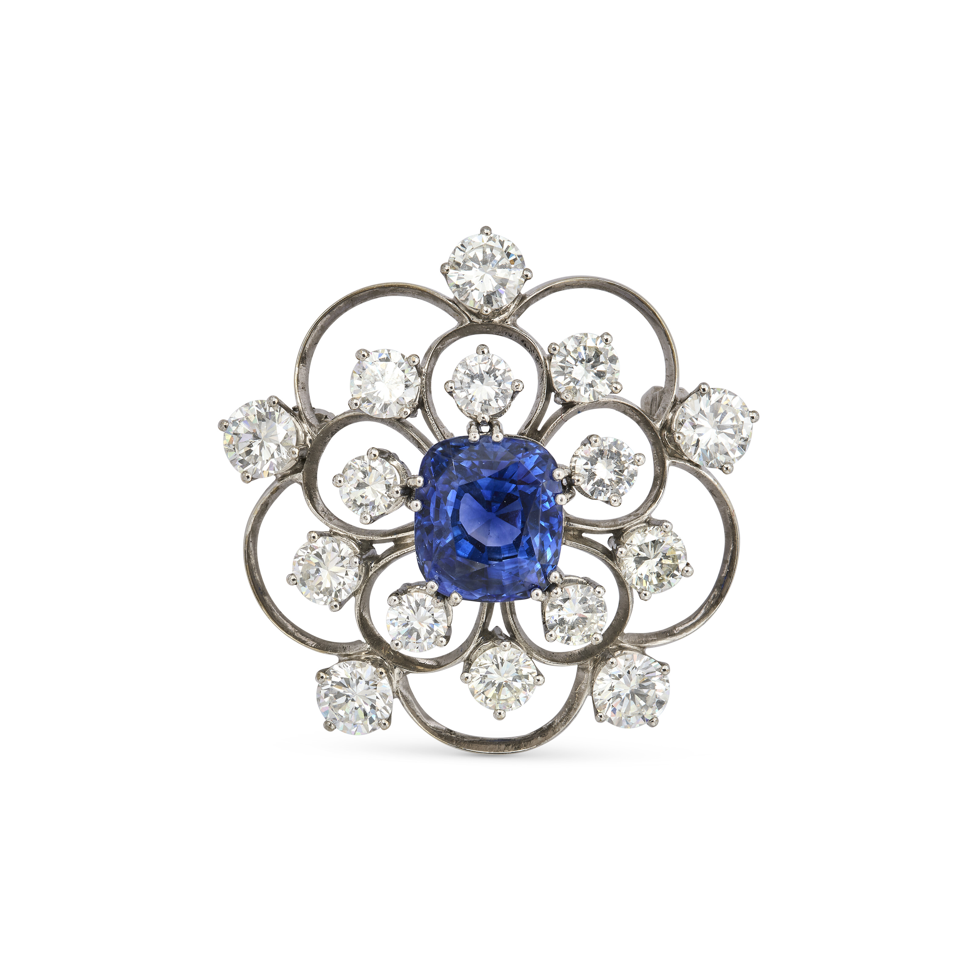 Sans Prix de Réserve - Broche - 18 carats Or jaune Saphir - Diamant