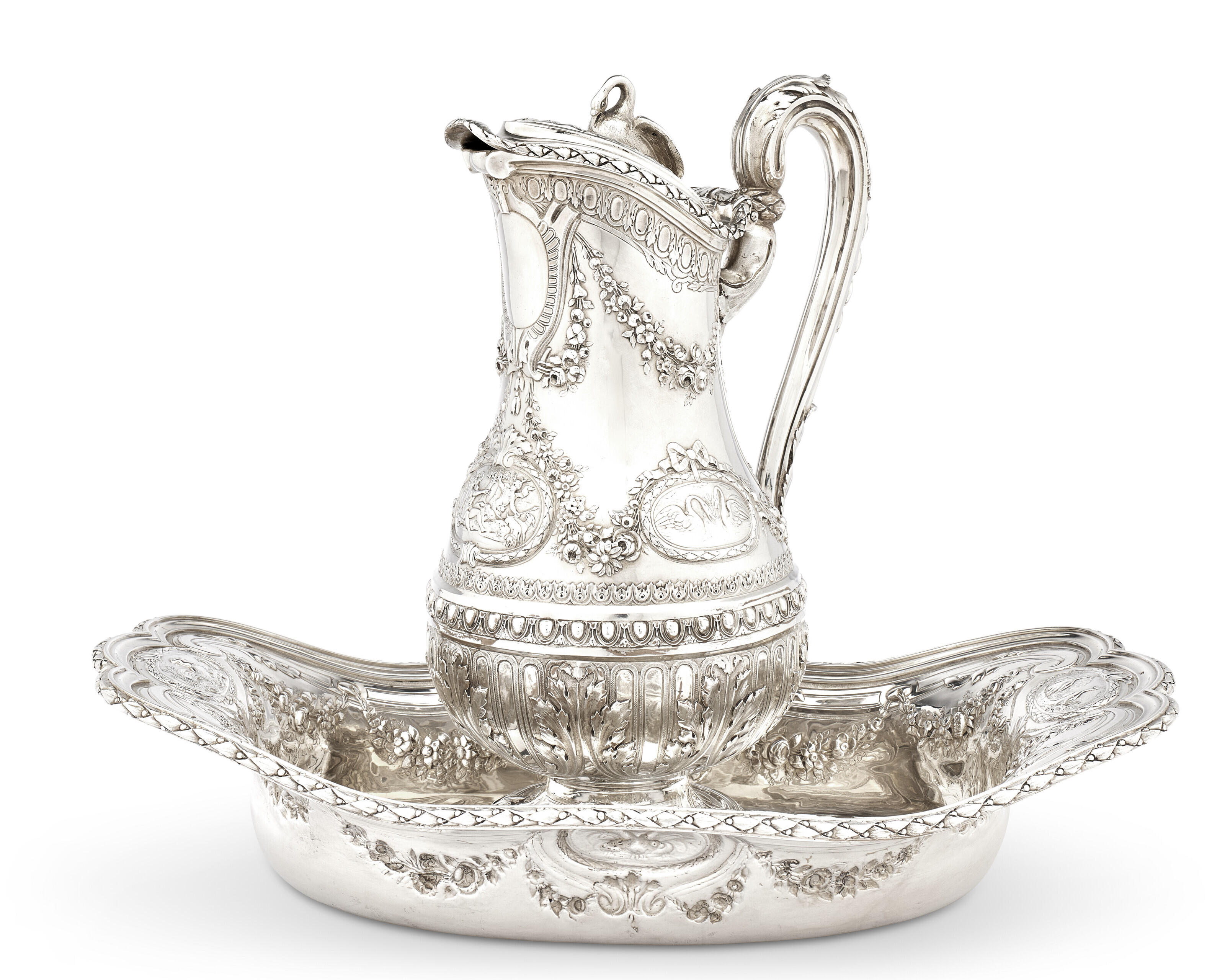 AIGUIÈRE ET SON BASSIN EN ARGENT D'ÉPOQUE LOUIS XVI, PAR JOSEPH ...