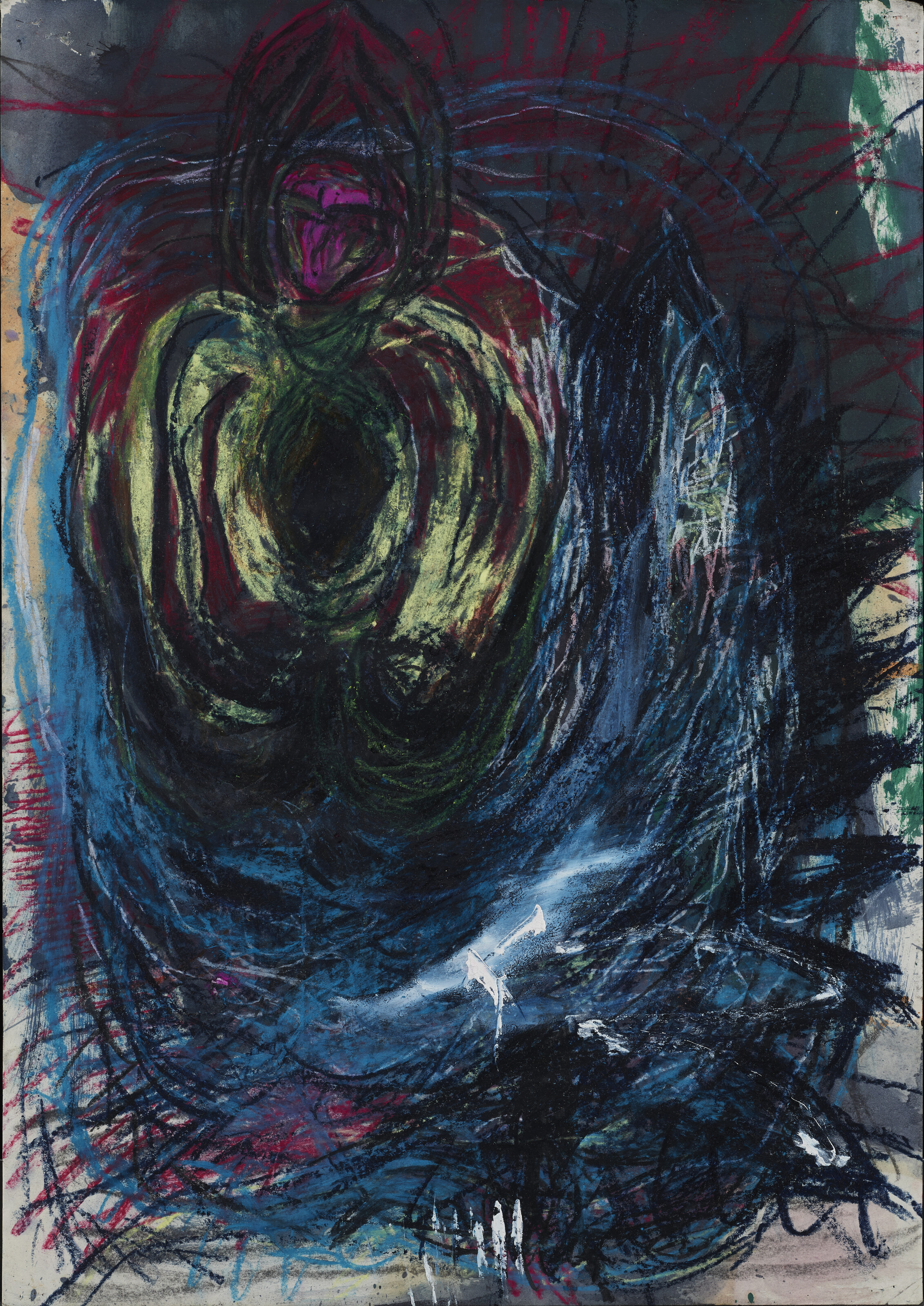 Karel Appel、Nu bleu、希少画集画、新品額装付 Karel Appel, lithograph in colours, 1958. Signed and