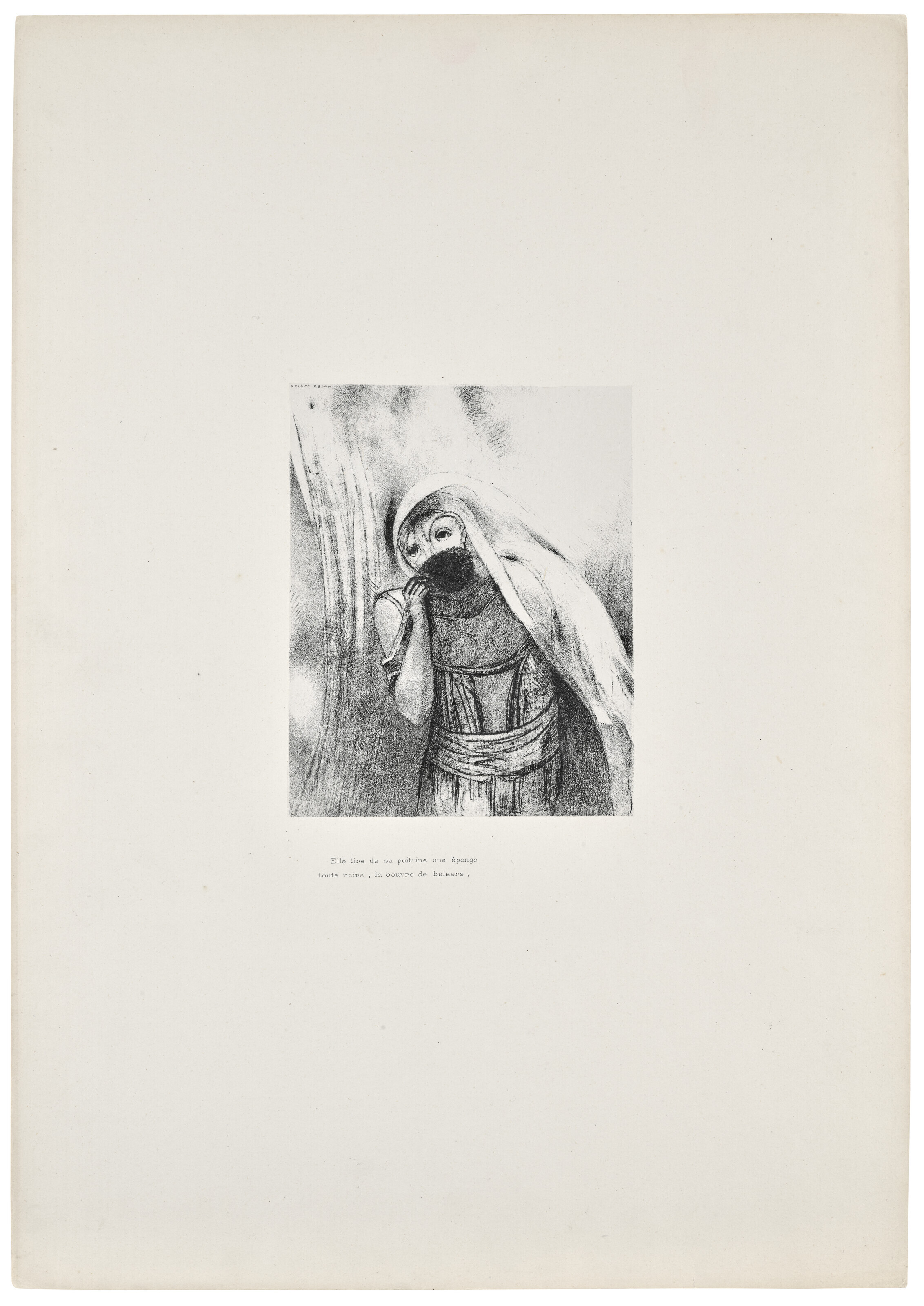 Elle tire de sa poitrine une éponge toute noire, la couvre de baisers; planche issue de la Tentation de Saint Antoine, troisième série.