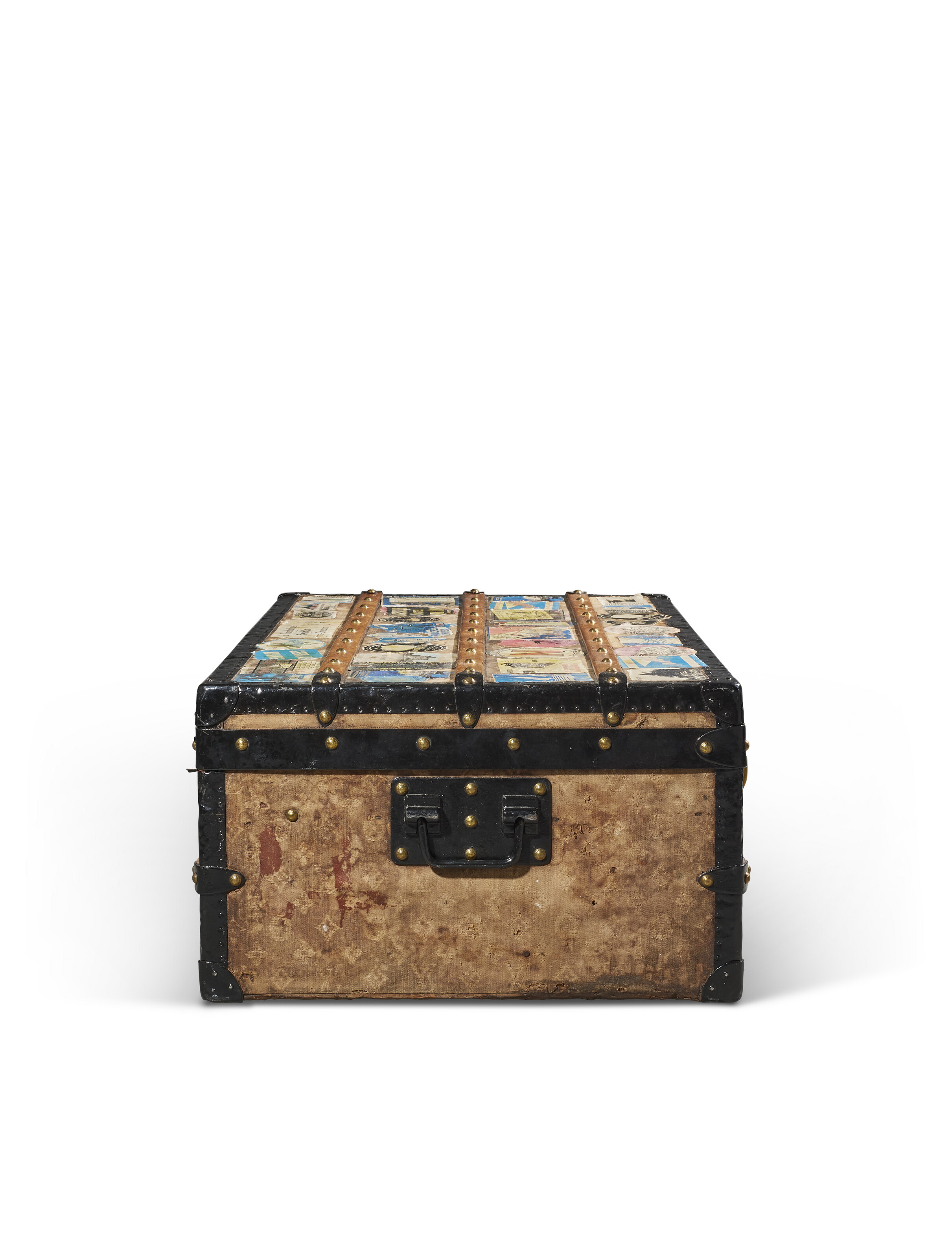 A MONOGRAM FABRIC CANVAS CABIN 100 TRUNK WITH BRASS HARDWARE