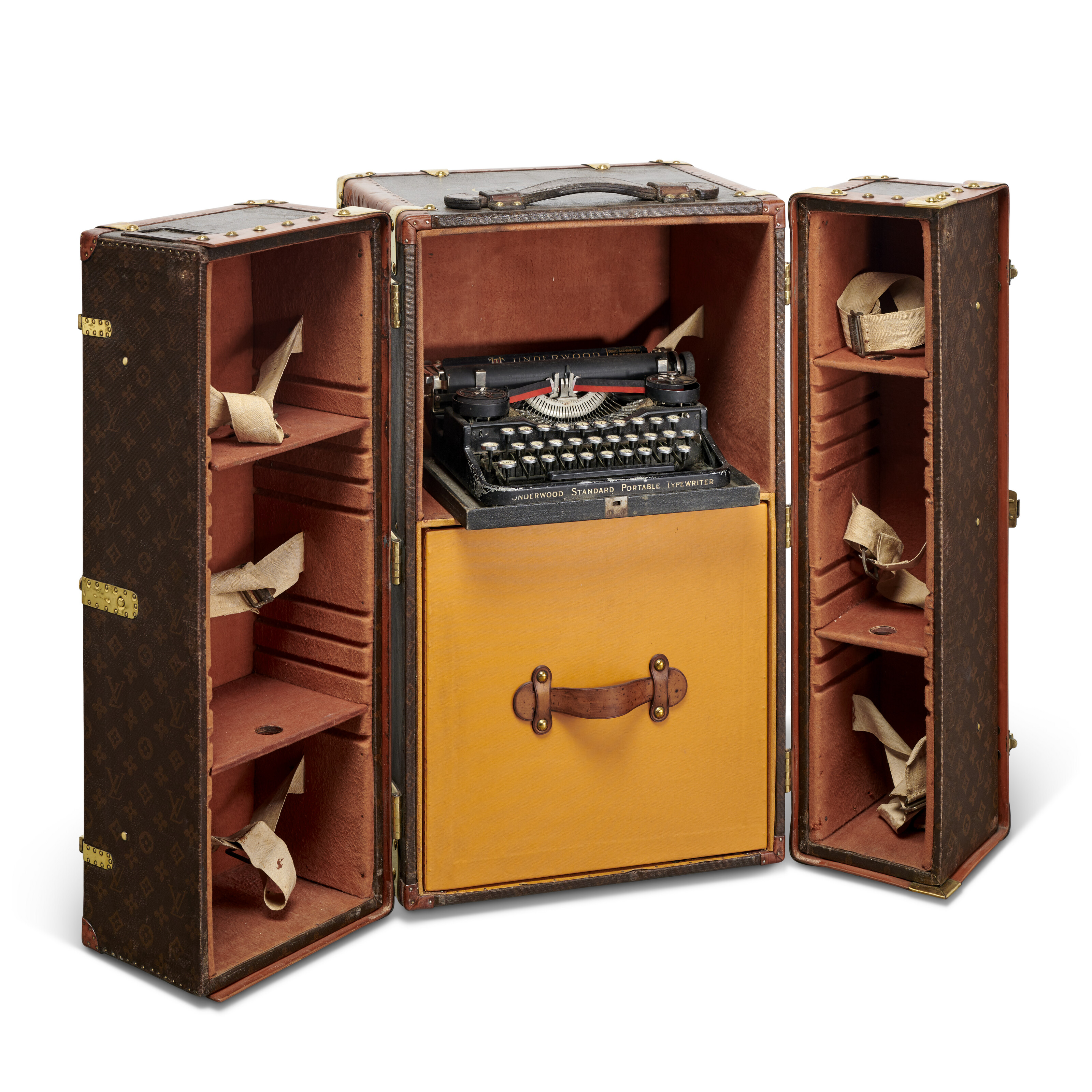 A MONOGRAM CANVAS LIBRARY TRUNK WITH BRASS HARDWARE, LOUIS VUITTON