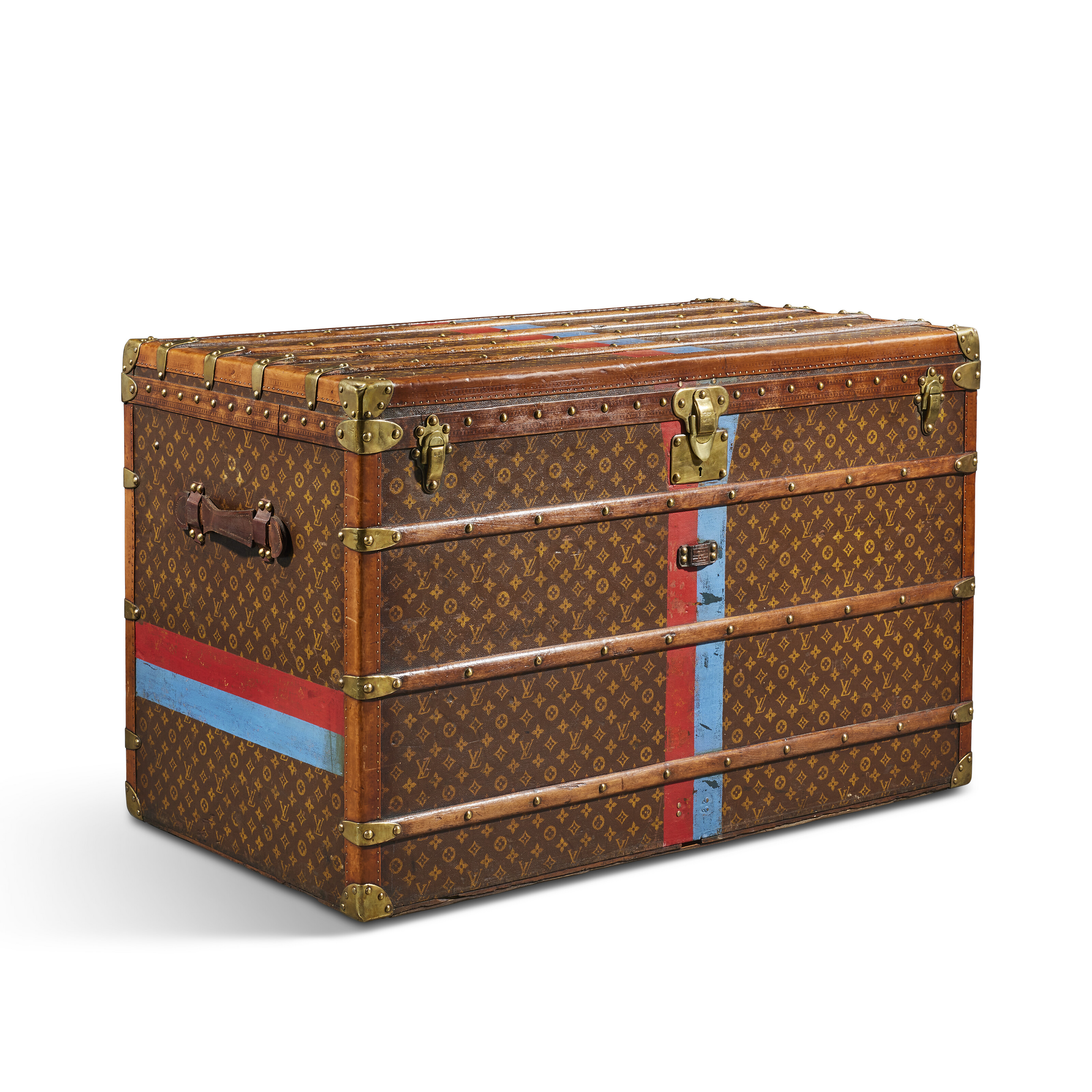 A MONOGRAM CANVAS LADY'S HIGH 110 TRUNK WITH BRASS HARDWARE, LOUIS ...