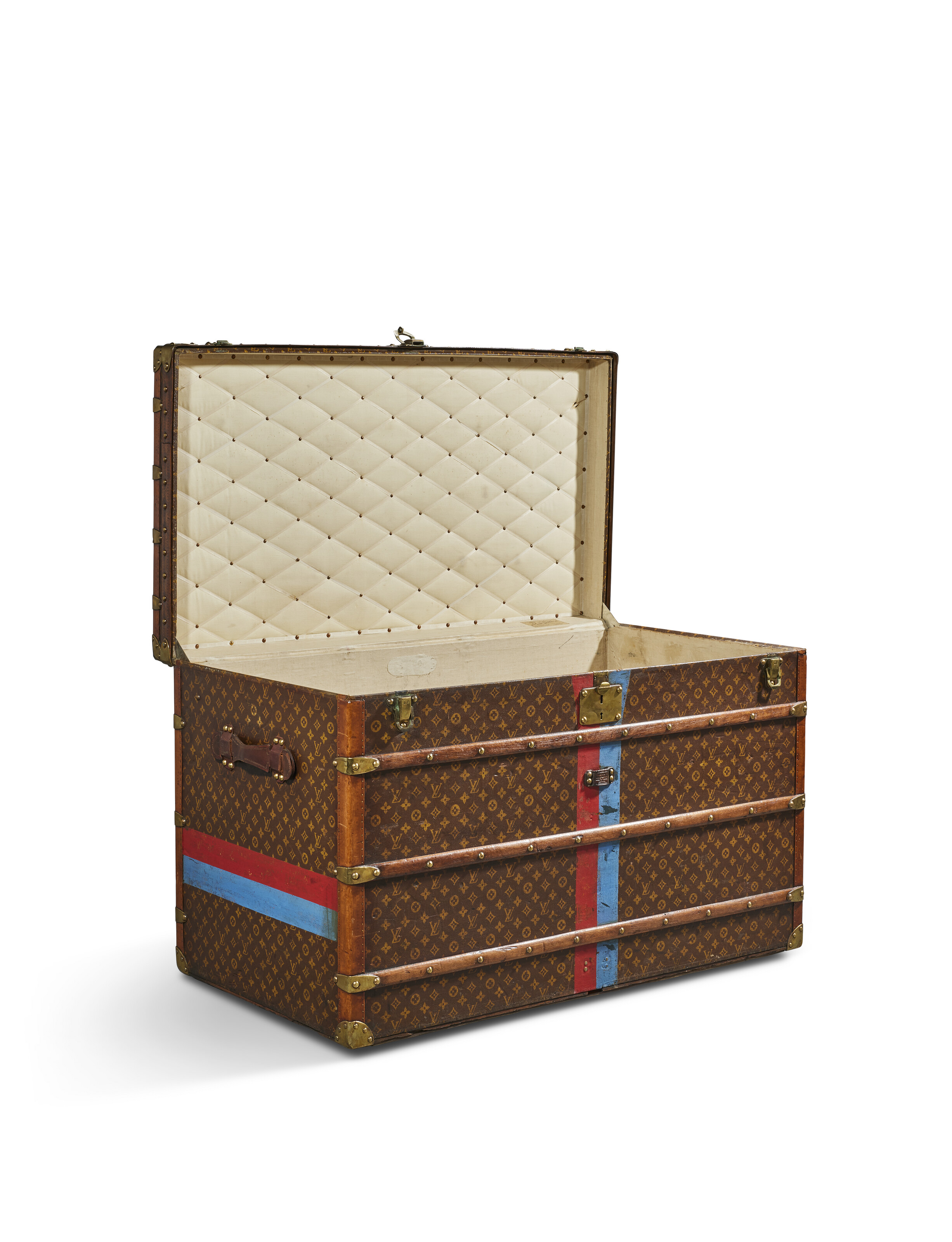 A MONOGRAM CANVAS LADY'S HIGH 110 TRUNK WITH BRASS HARDWARE, LOUIS