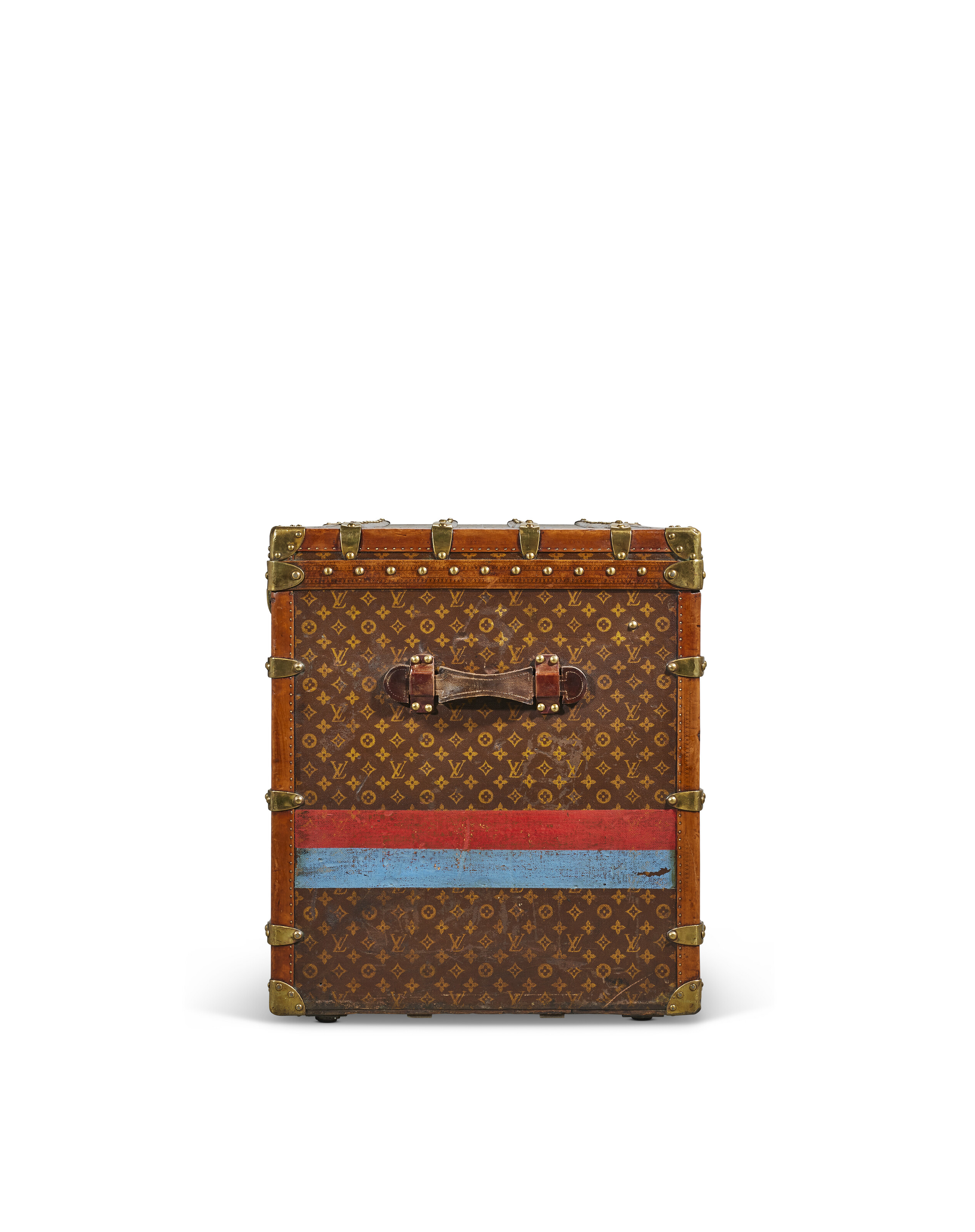 A MONOGRAM CANVAS LADY'S HIGH 110 TRUNK WITH BRASS HARDWARE, LOUIS
