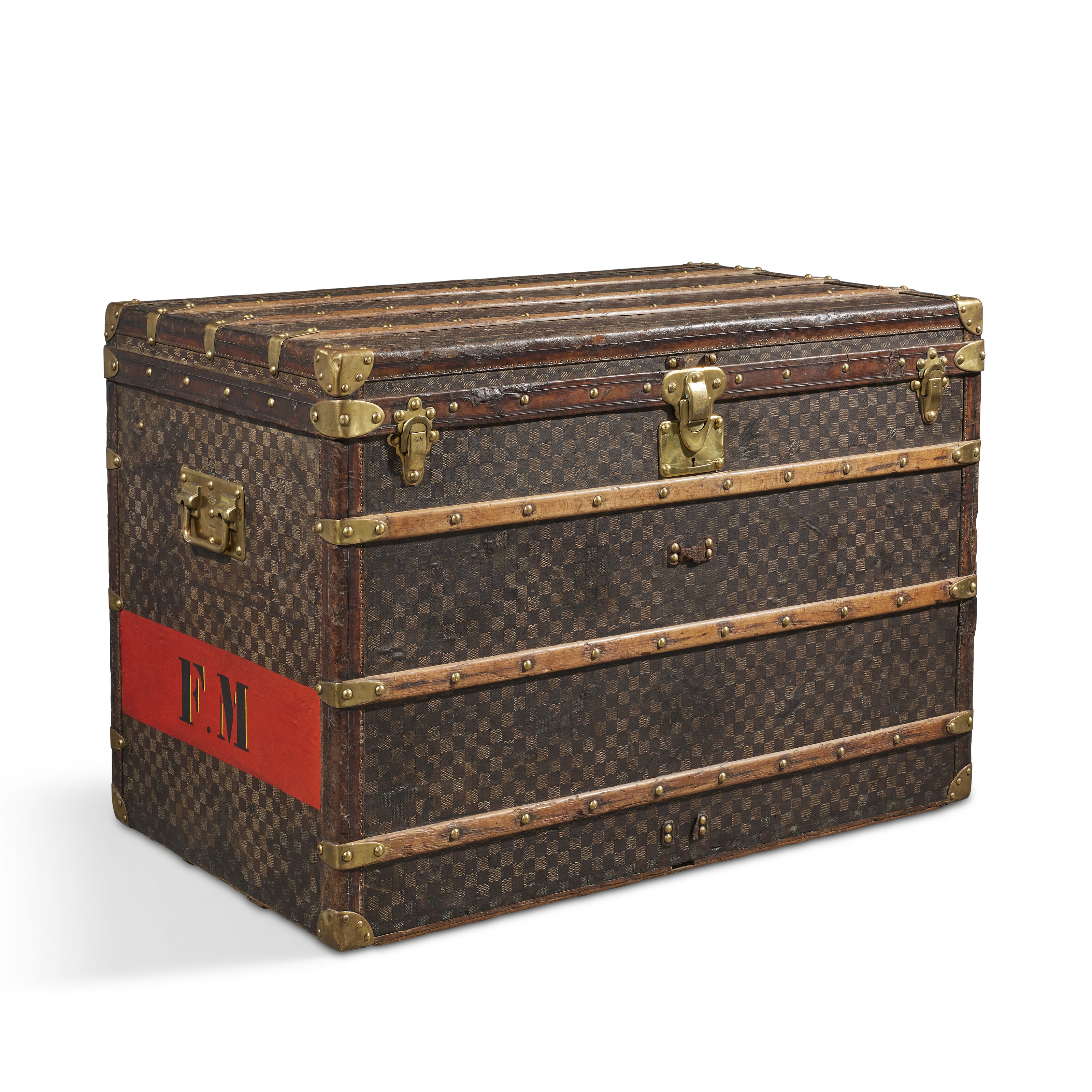 A DAMIER CANVAS LADY'S HIGH 100 TRUNK WITH BRASS HARDWARE, LOUIS