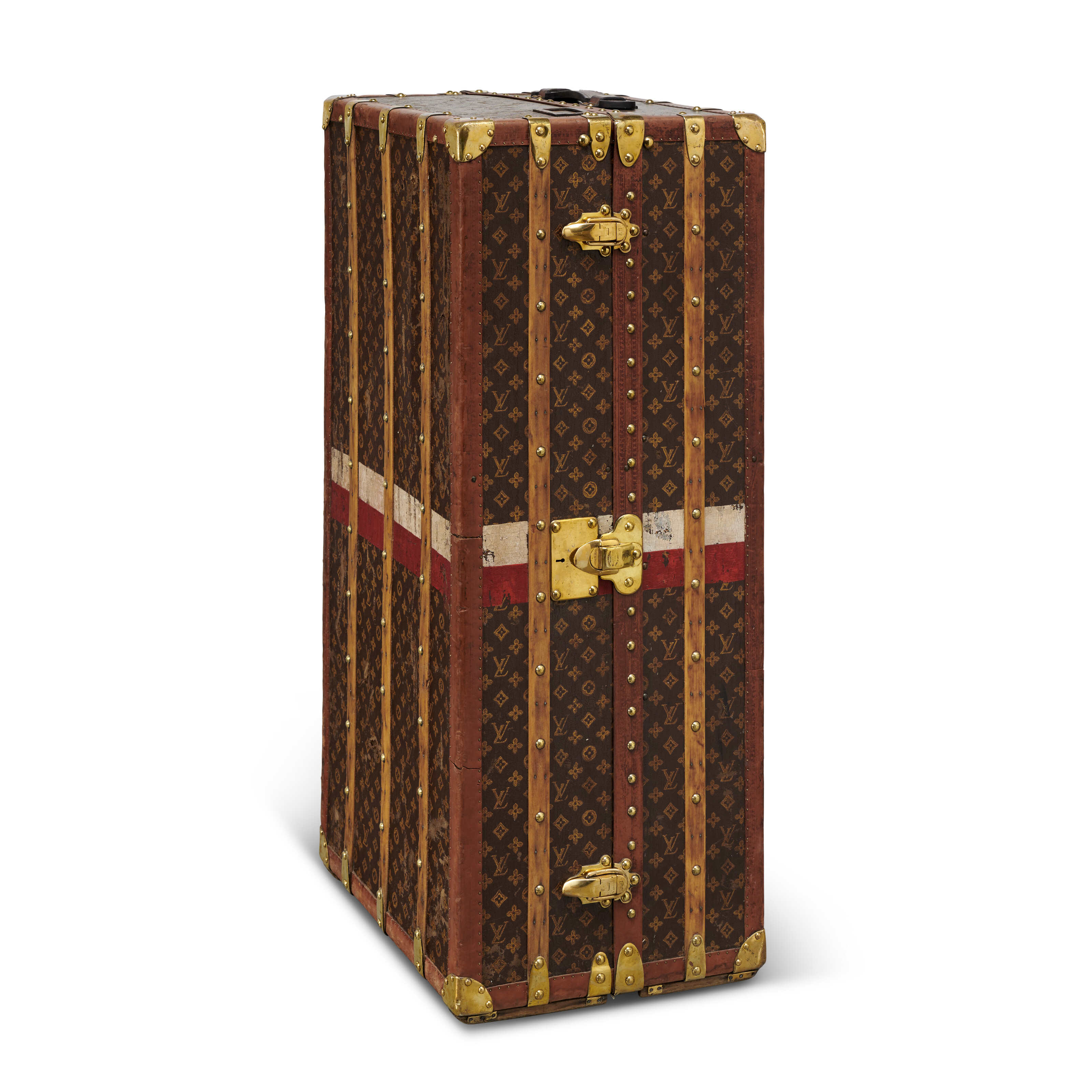 A MONOGRAM CANVAS LIBRARY TRUNK WITH BRASS HARDWARE, LOUIS VUITTON