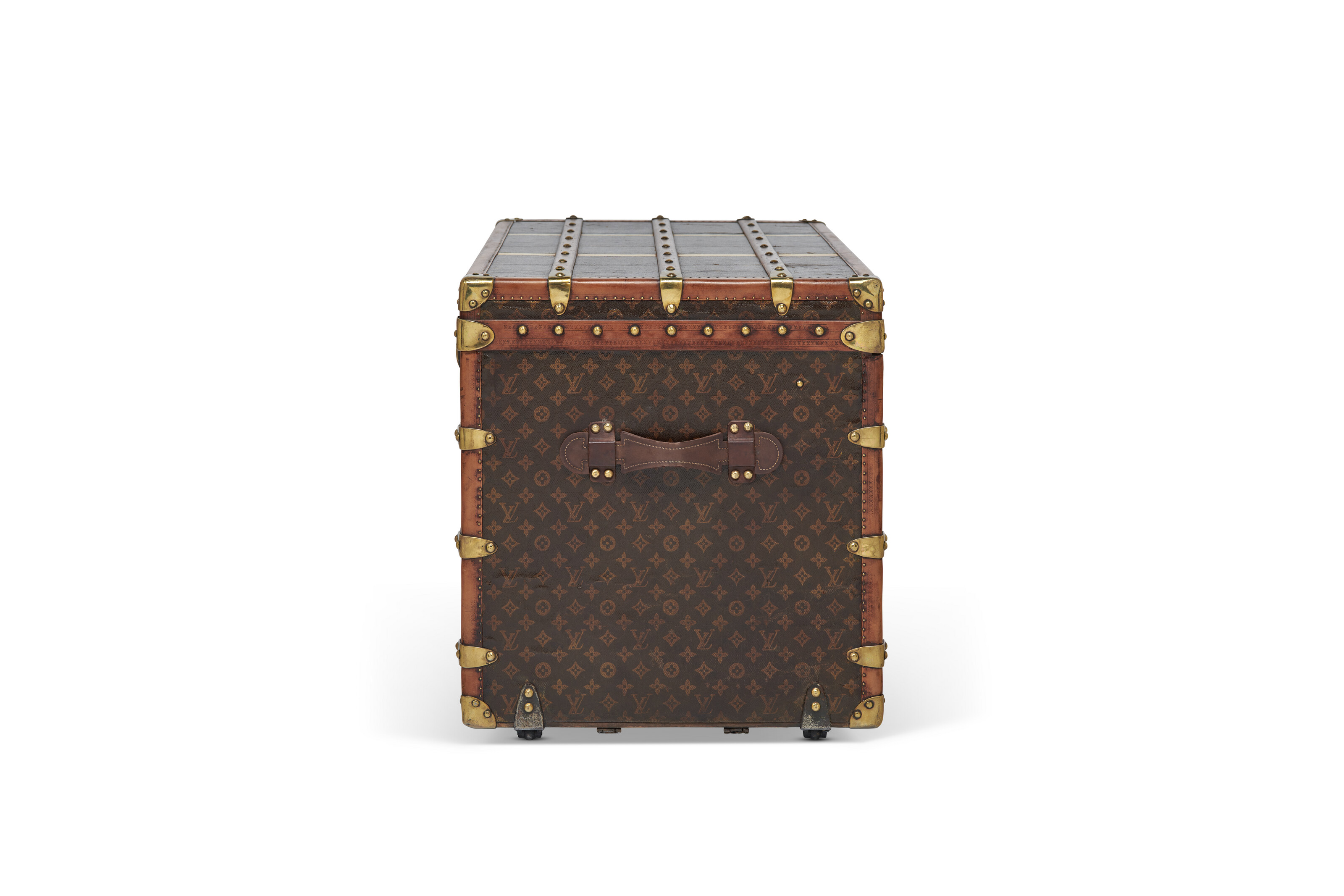 A MONOGRAM CANVAS LADY'S LOW 90 TRUNK WITH BRASS HARDWARE, LOUIS