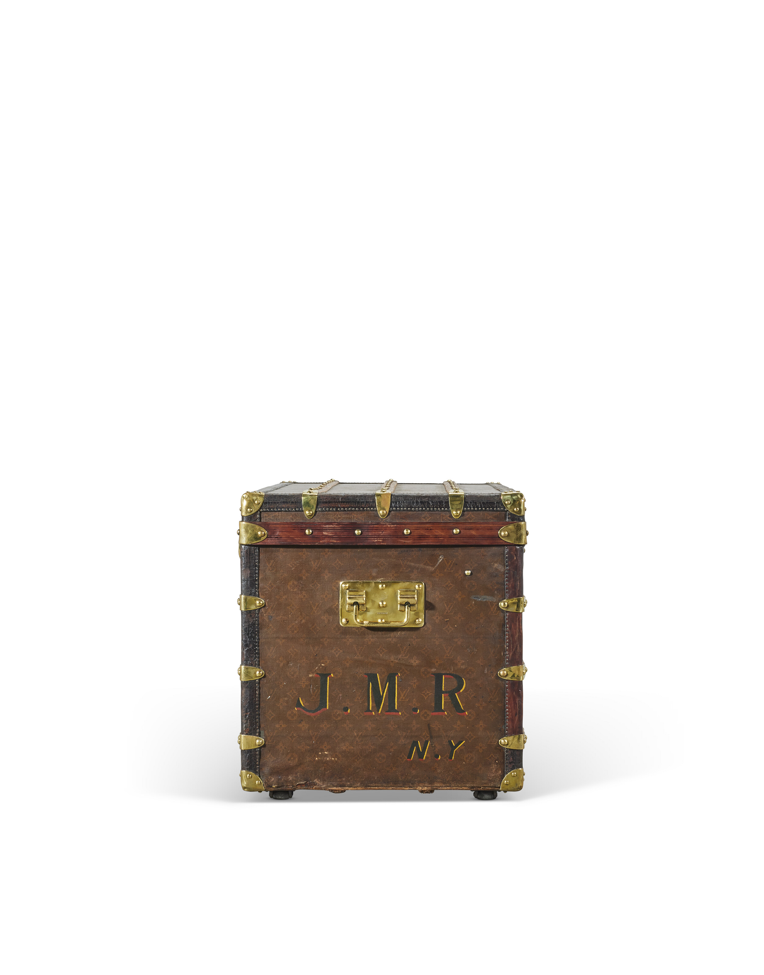 A MONOGRAM CANVAS COURRIER 90 TRUNK WITH BRASS HARDWARE LOUIS VUITTON 1902 Christie s
