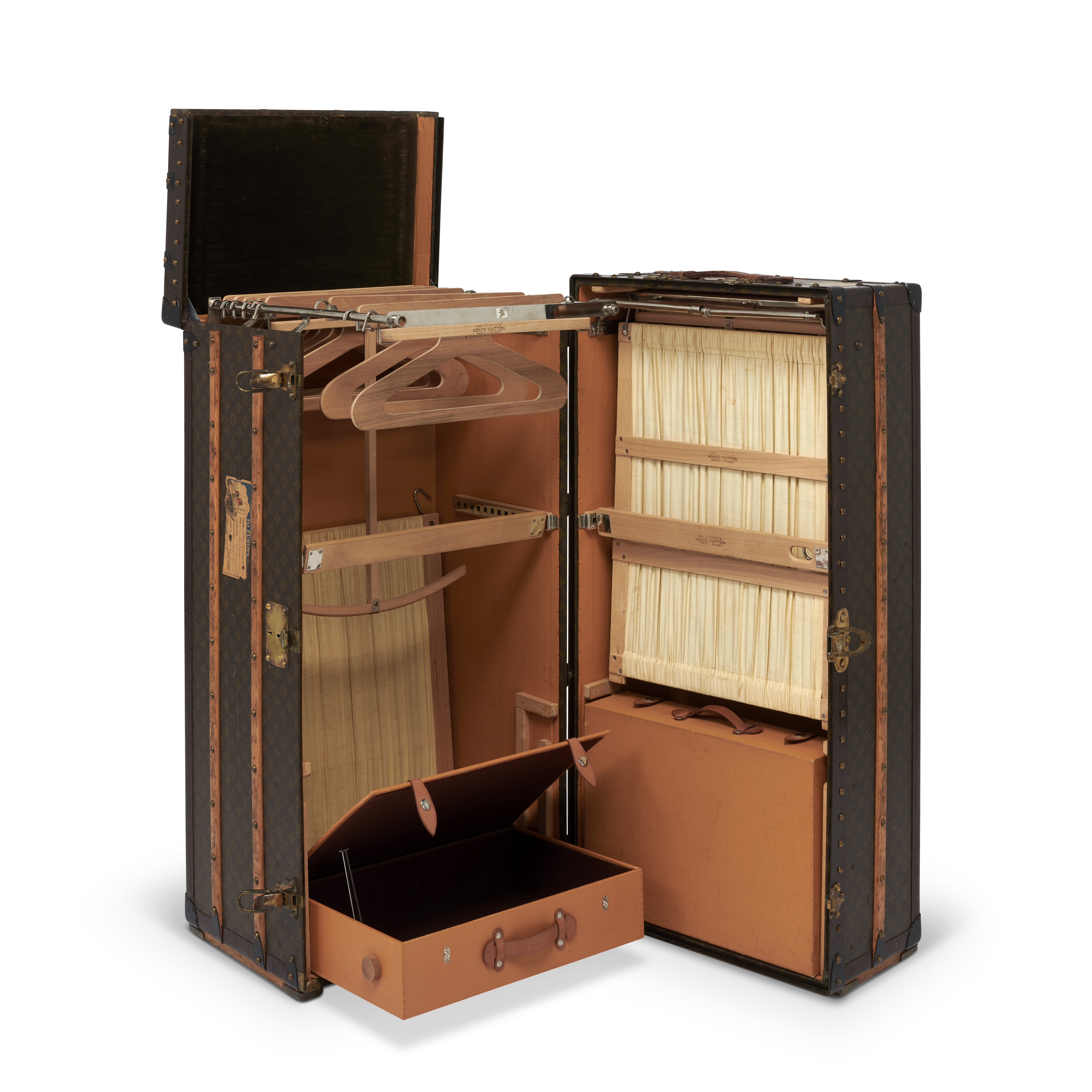 A MONOGRAM CANVAS WARDROBE TRUNK WITH BRASS HARDWARE, LOUIS