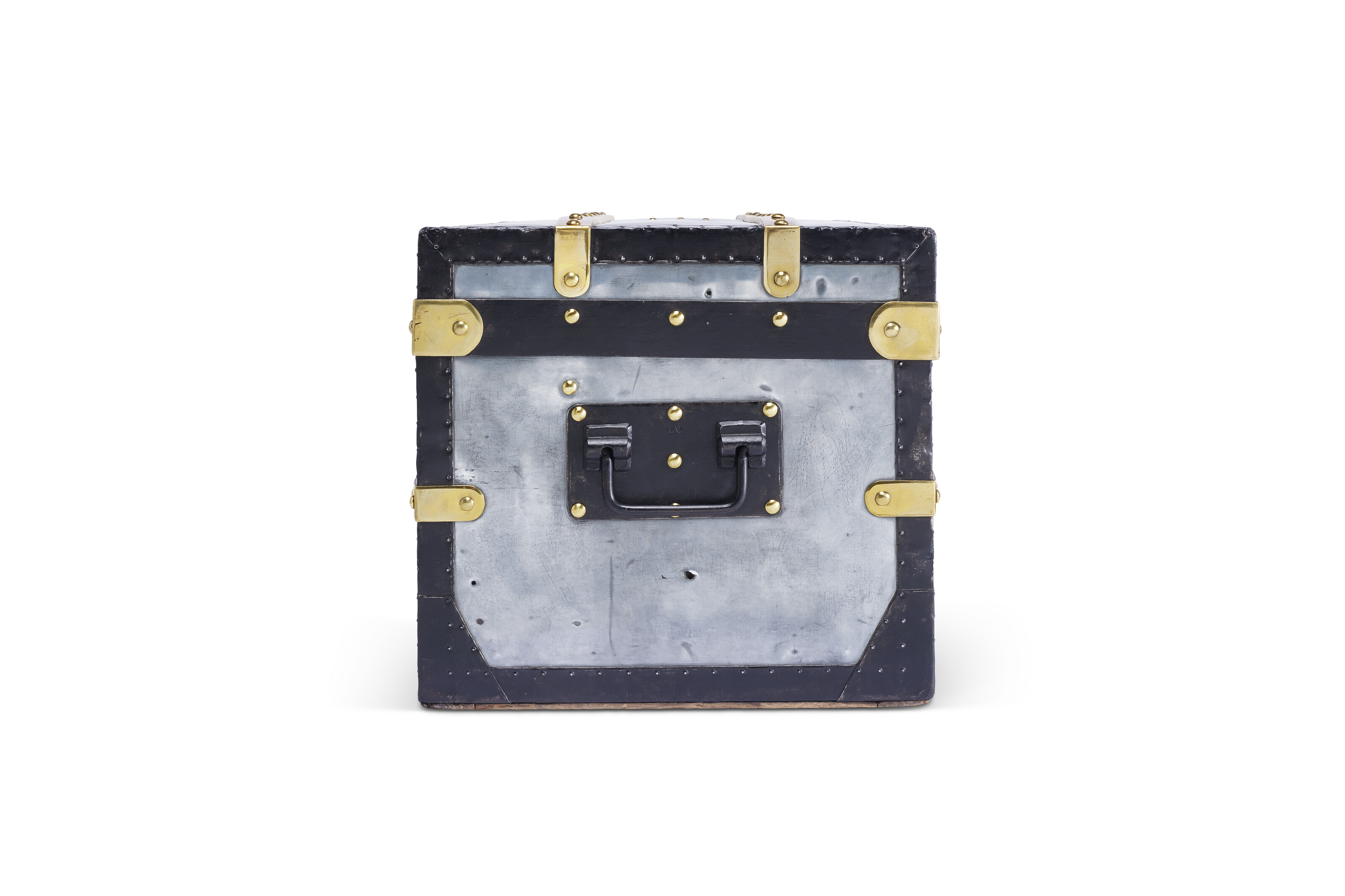 A RARE, HERMETIC ZINC EXPLORER TRUNK WITH BRASS HARDWARE, LOUIS