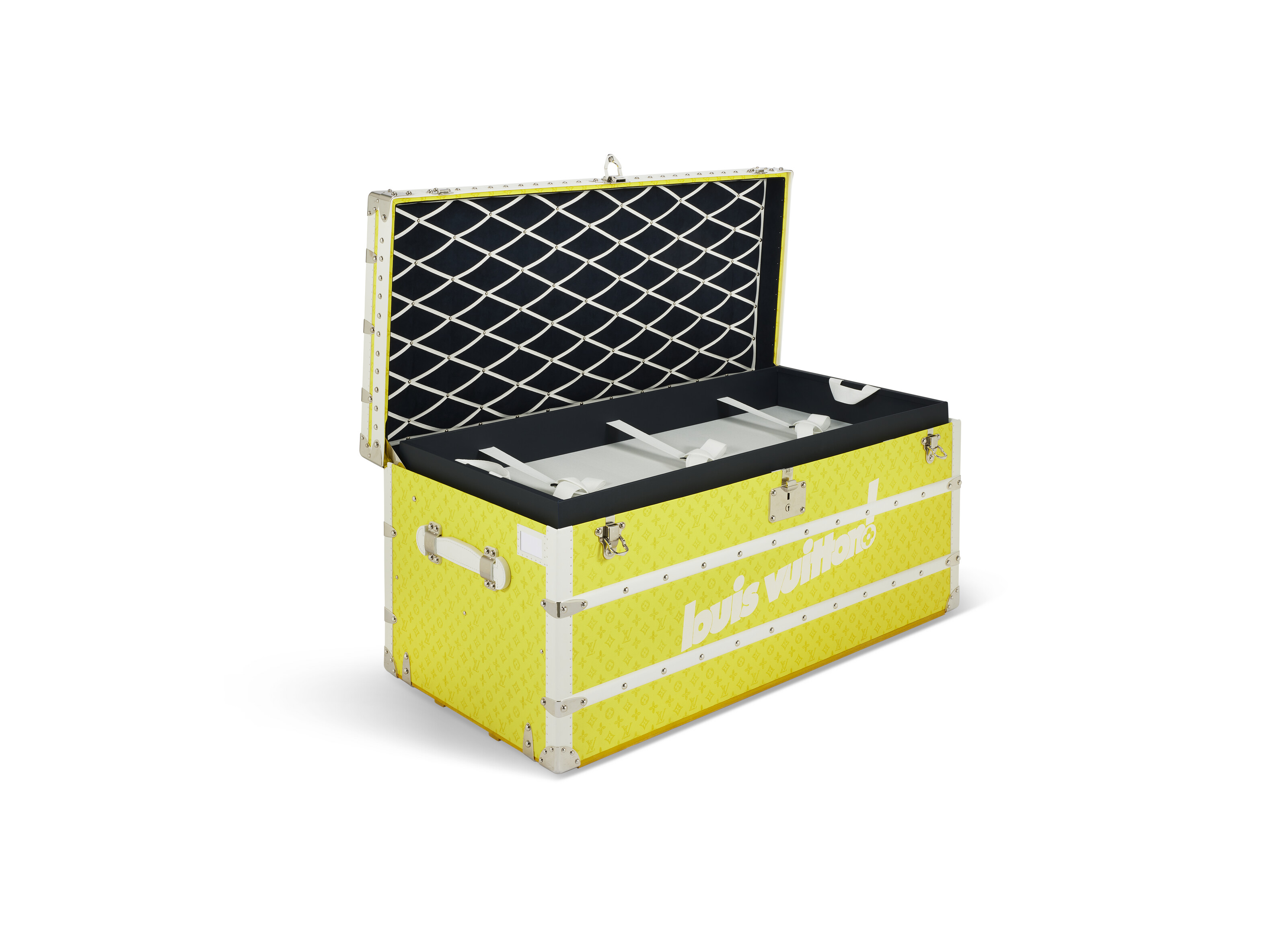 A LIMITED EDITION YELLOW WHITE MONOGRAM COURRIER 110 TRUNK WITH