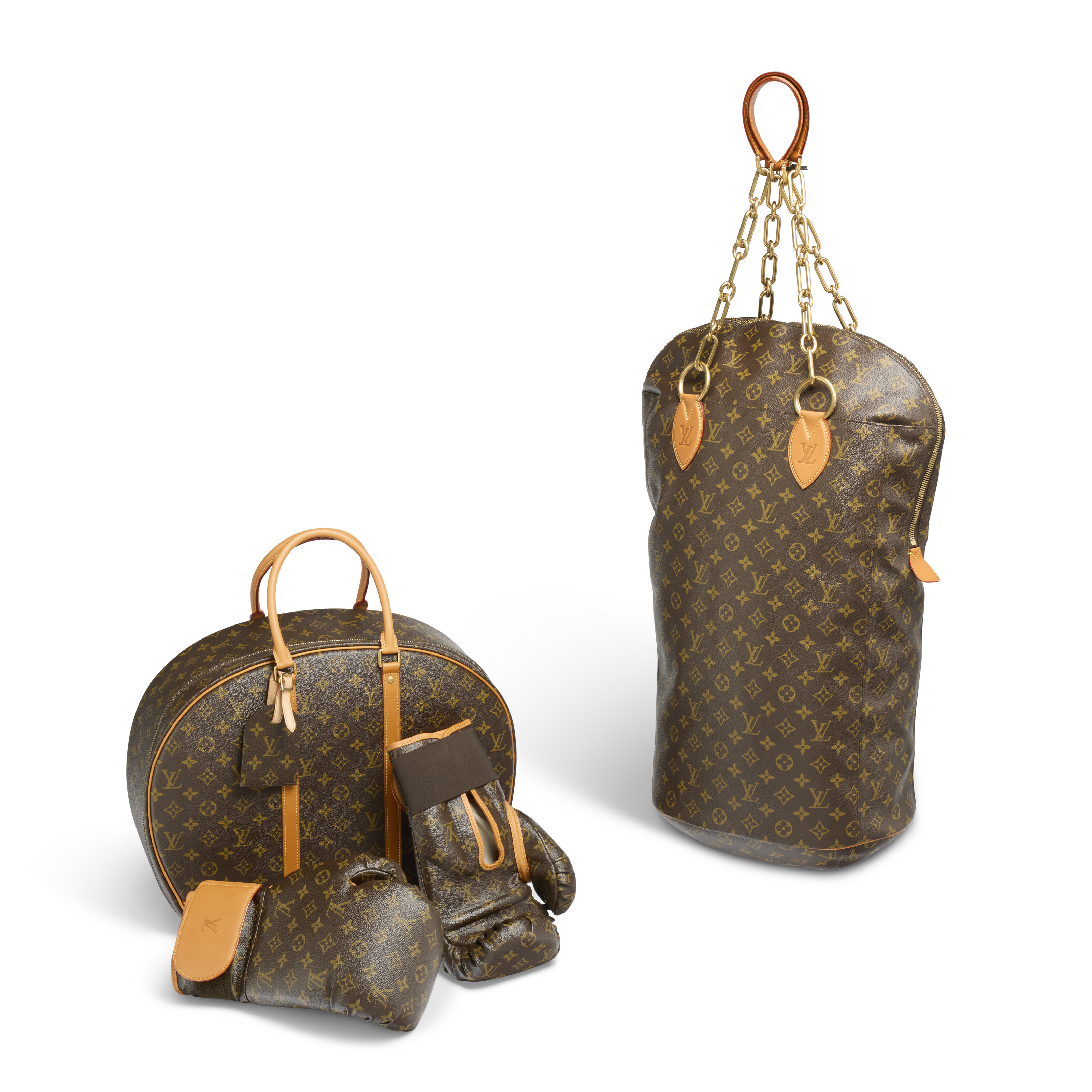 A GROUP OF THREE: A LIMITED EDITION MONOGRAM CANVAS SET OF BOXING