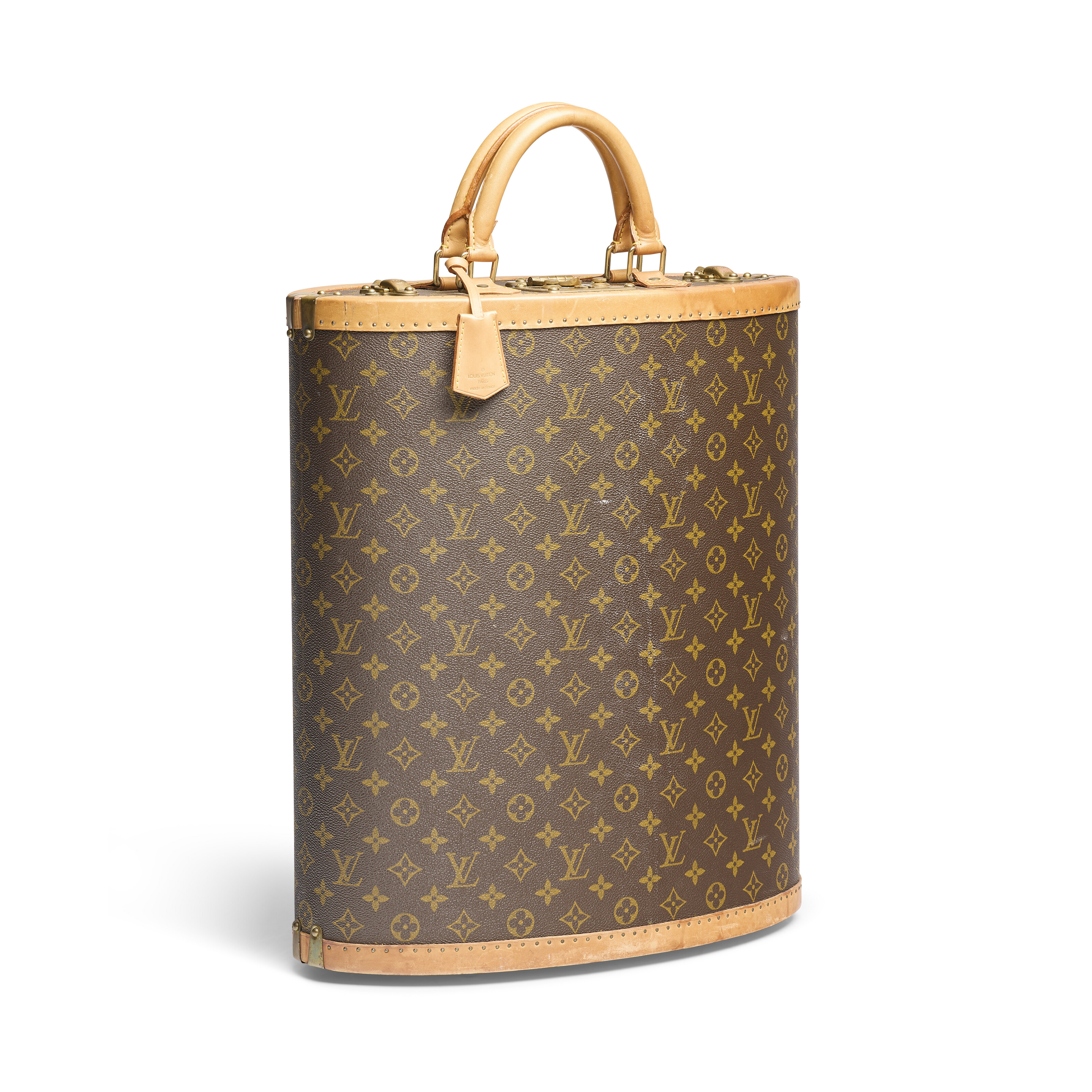 A LIMITED EDITION MONOGRAM CANVAS SHOE CASE WITH BRASS HARDWARE BY