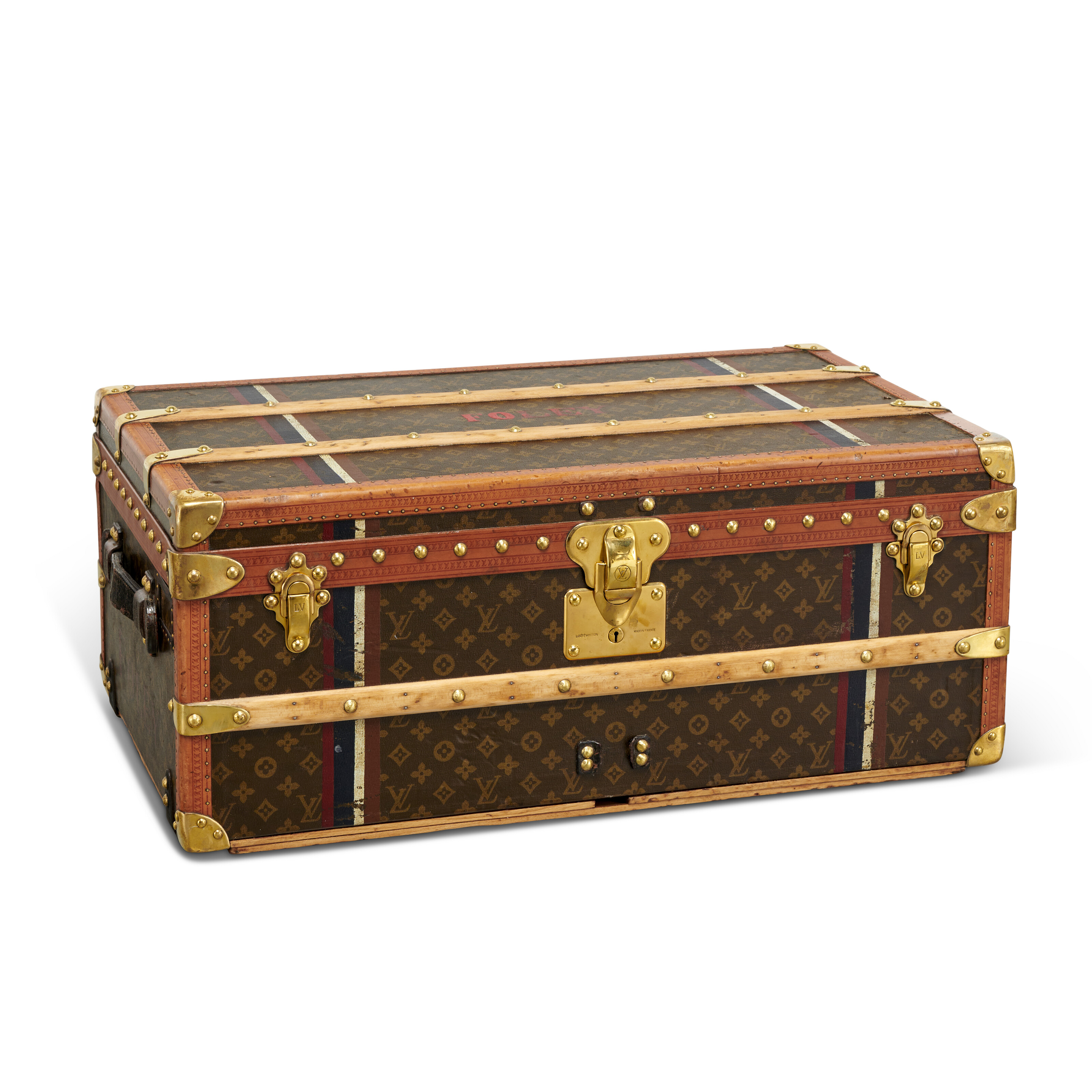 A LIMITED EDITION MONOGRAM CANVAS SHOE CASE WITH BRASS HARDWARE BY