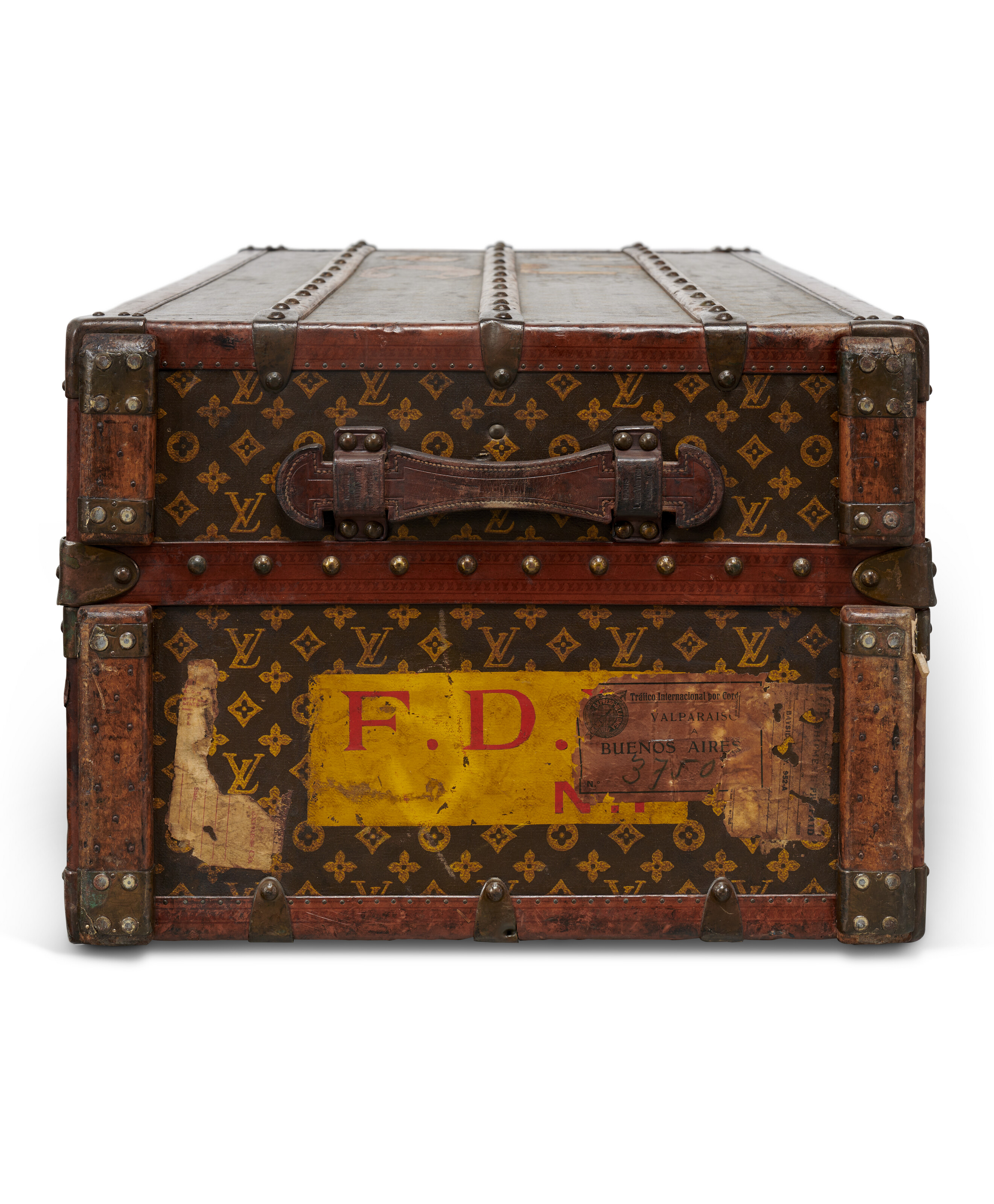 A MONOGRAM CANVAS WARDROBE TRUNK WITH BRASS HARDWARE, LOUIS
