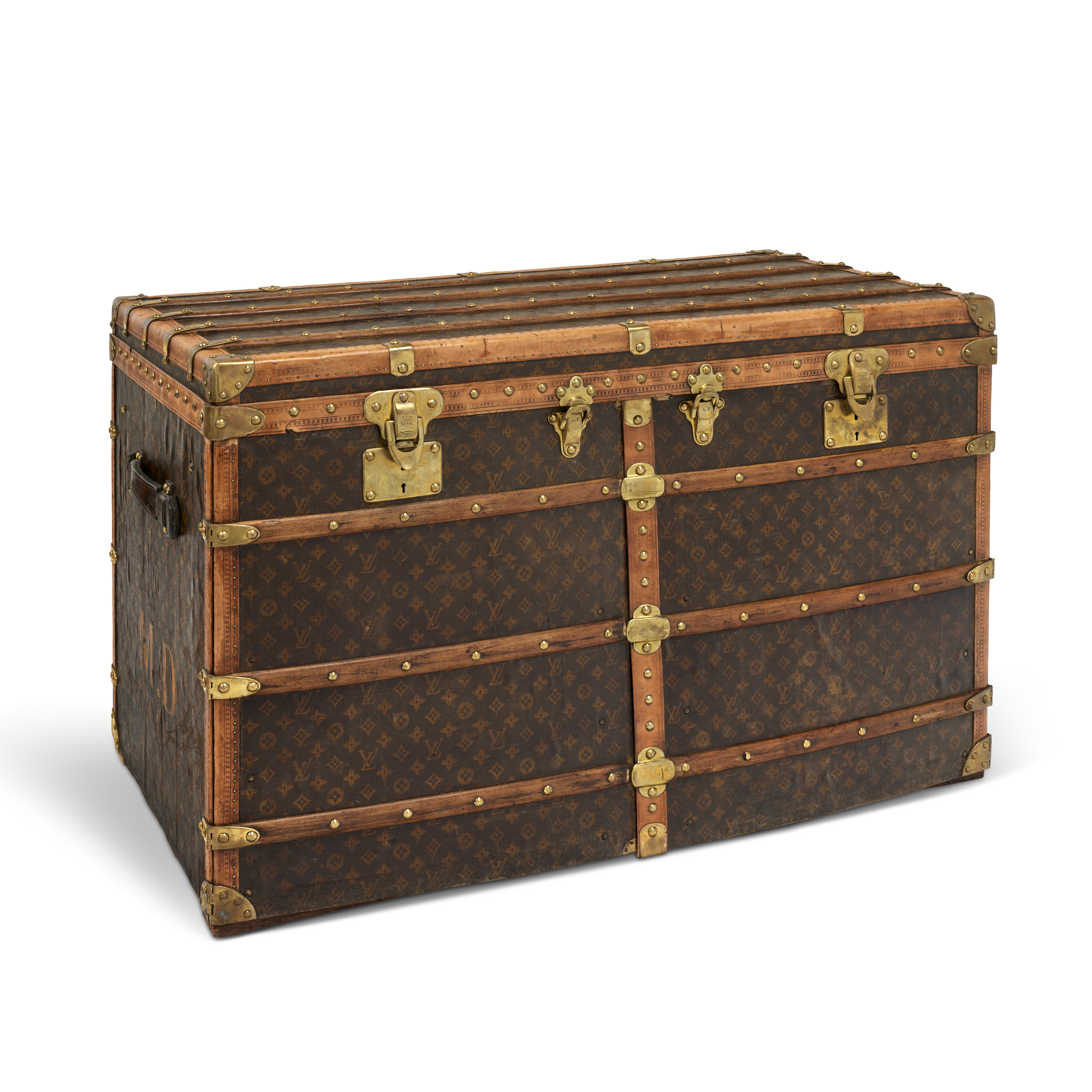 A SPECIAL ORDER SHINY BROWN ALLIGATOR CAVIAR SET BOX WITH GOLD
