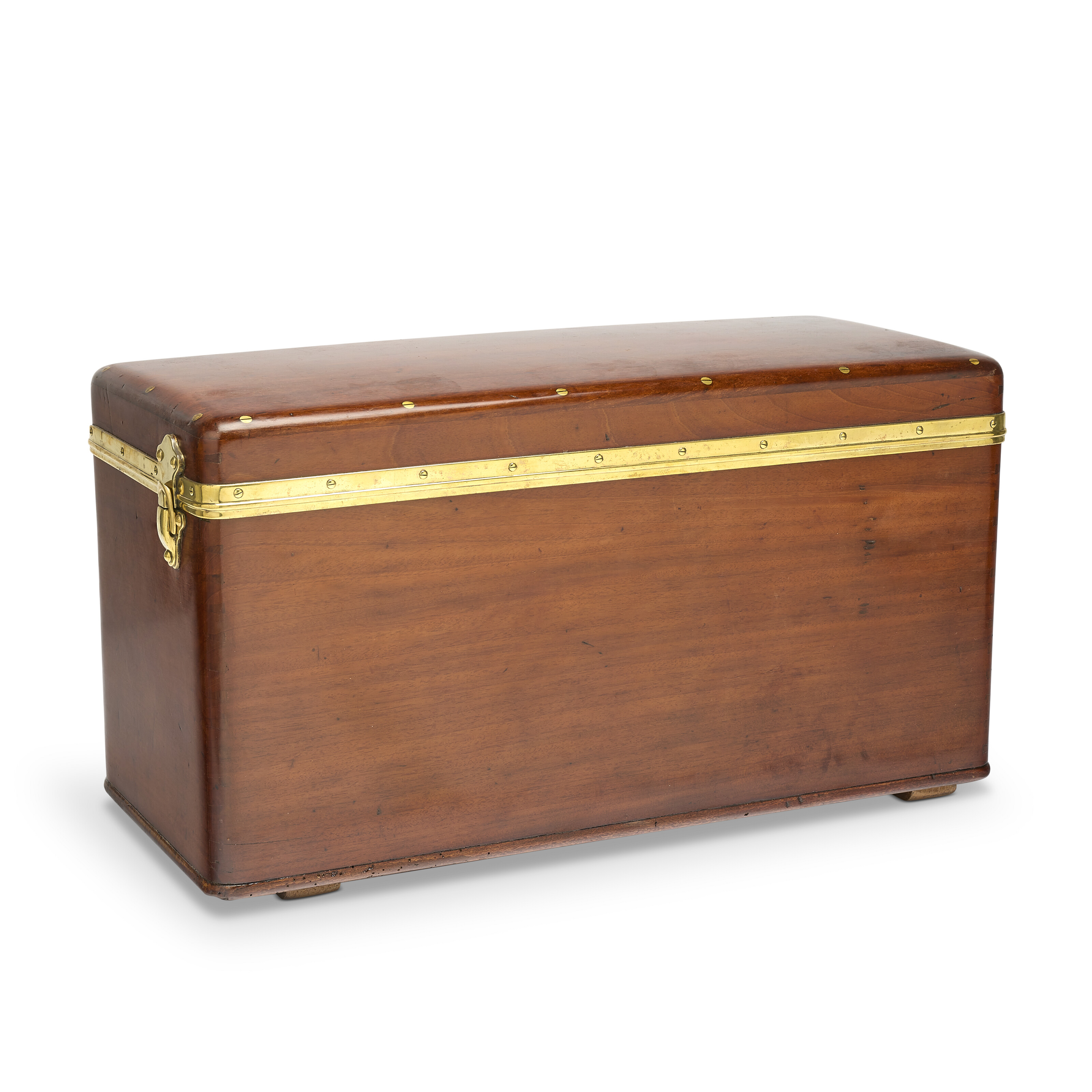 A MONOGRAM CANVAS LP RECORDS TRUNK WITH BRASS HARDWARE, LOUIS