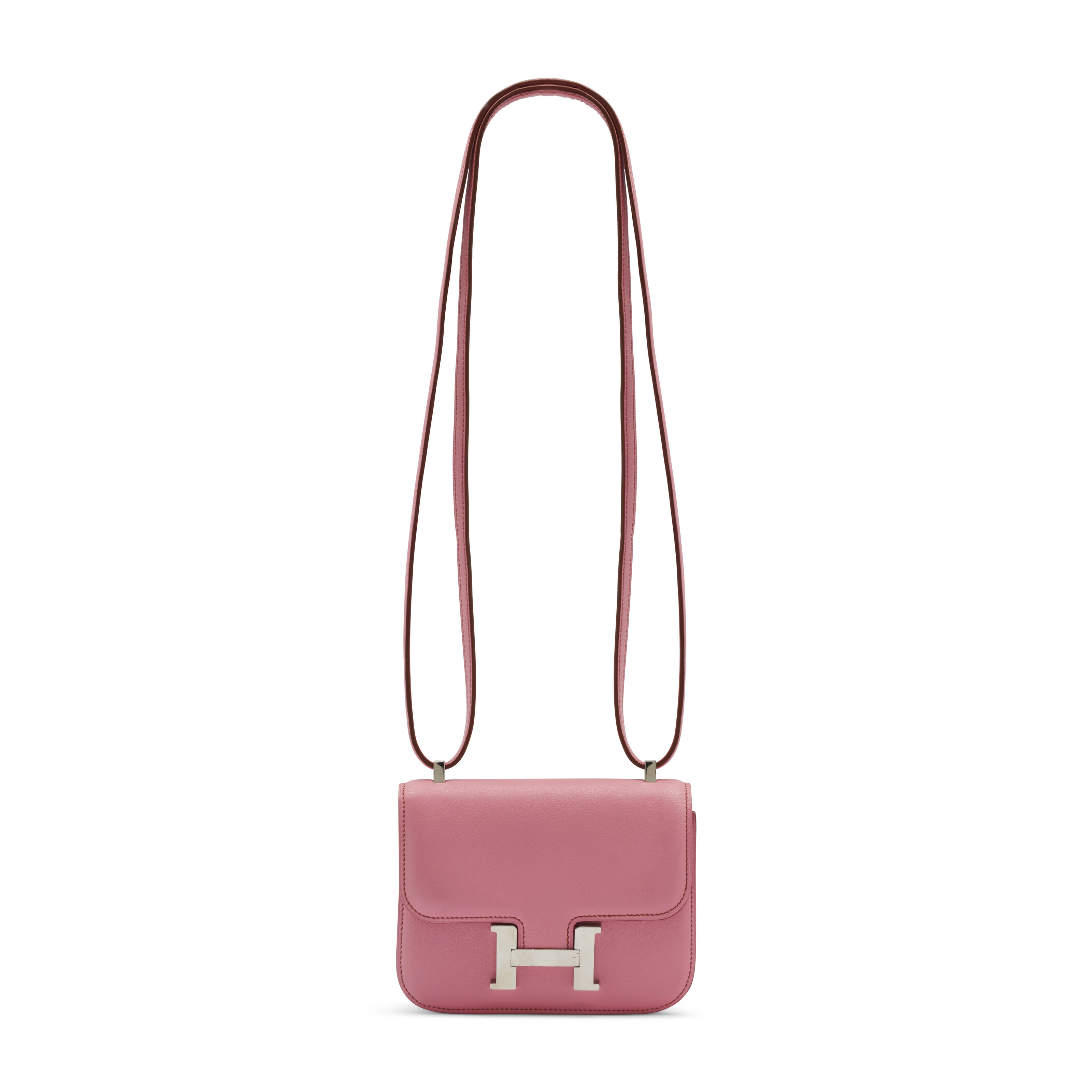A PINK 5P SWIFT LEATHER TINY CONSTANCE WITH PALLADIUM HARDWARE, HERMÈS ...