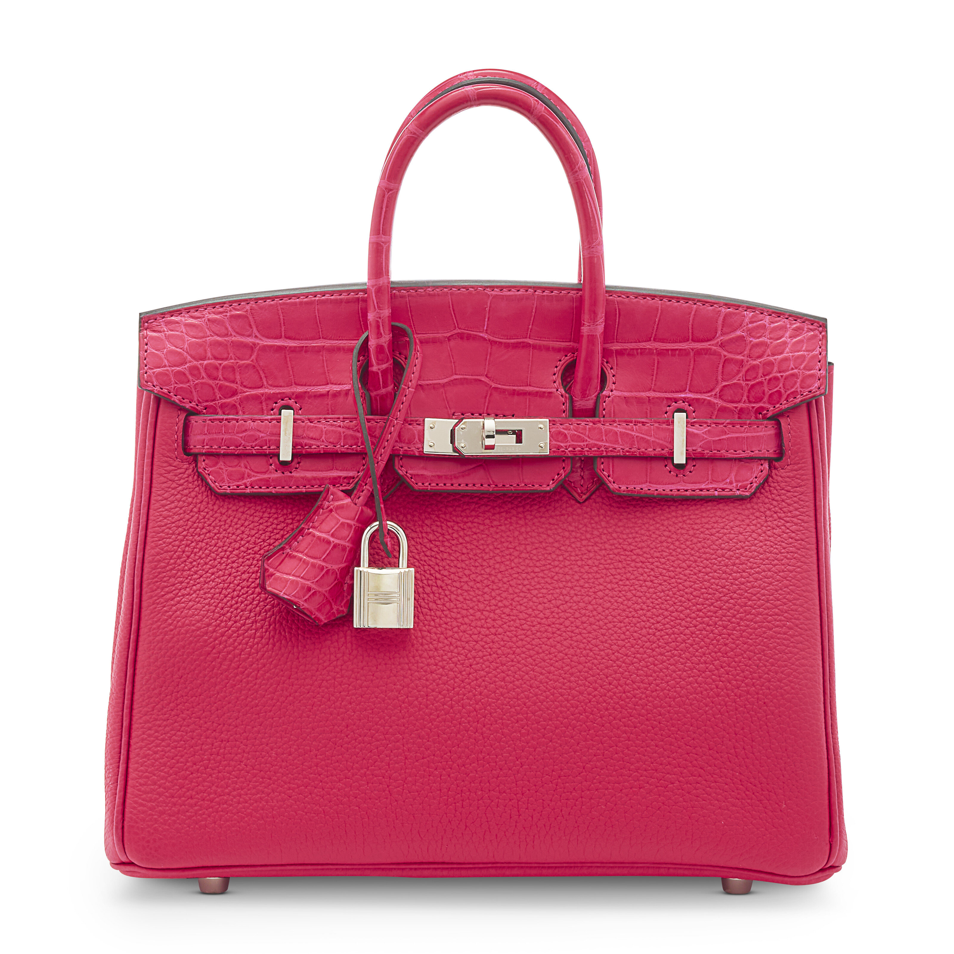 A limited-edition framboise matte alligator and Togo leather Touch Birkin 25 with palladium hardware, Hermes, 2021, offered in Unlocking the Orange Dream: Handbags from an Important Private Collection from 30 October to 13 November 2024 at Christie's Online