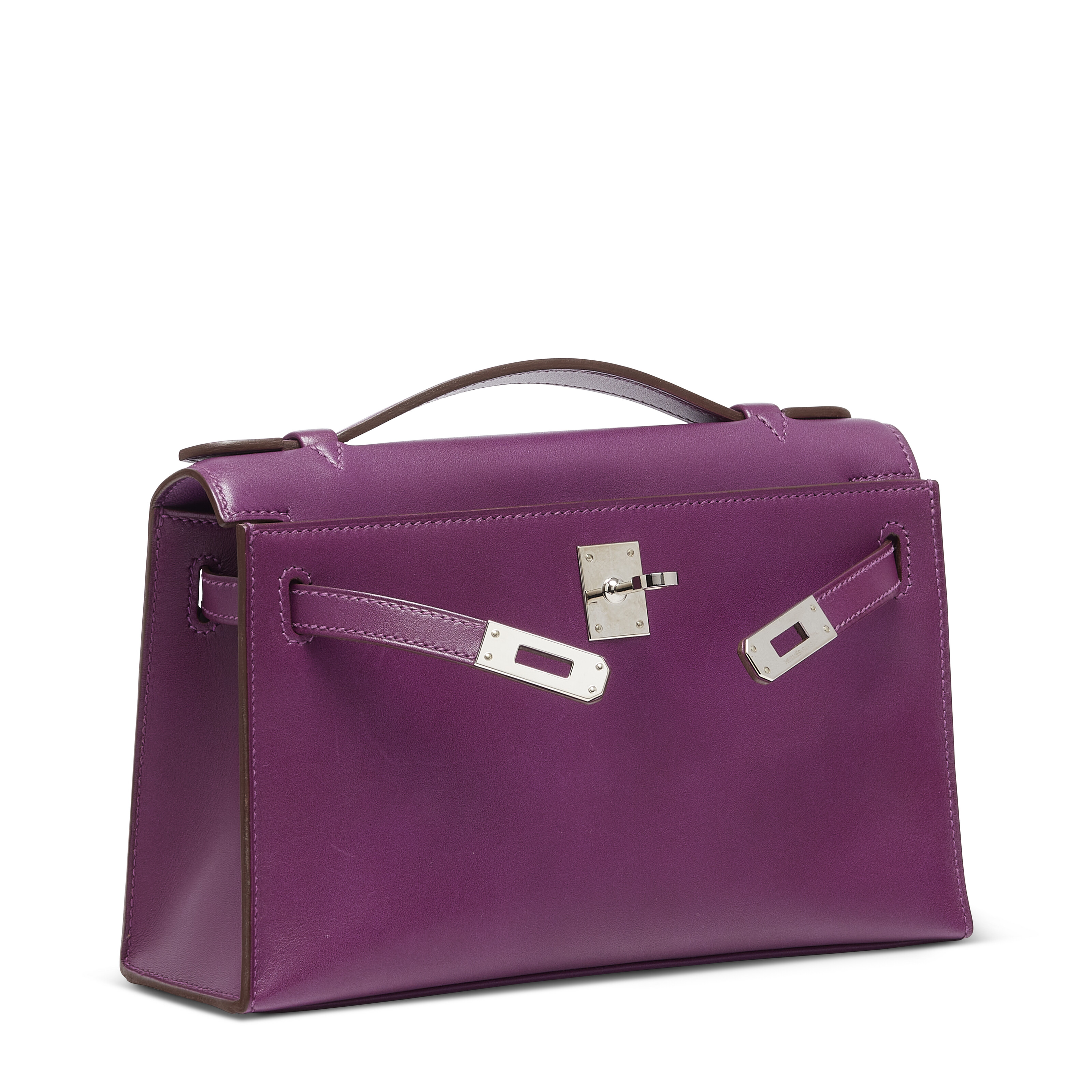 HERMES レザーケース レッド・パープル AN ANÉMONE SWIFT LEATHER KELLY POCHETTE WITH PALLADIUM HARDWARE