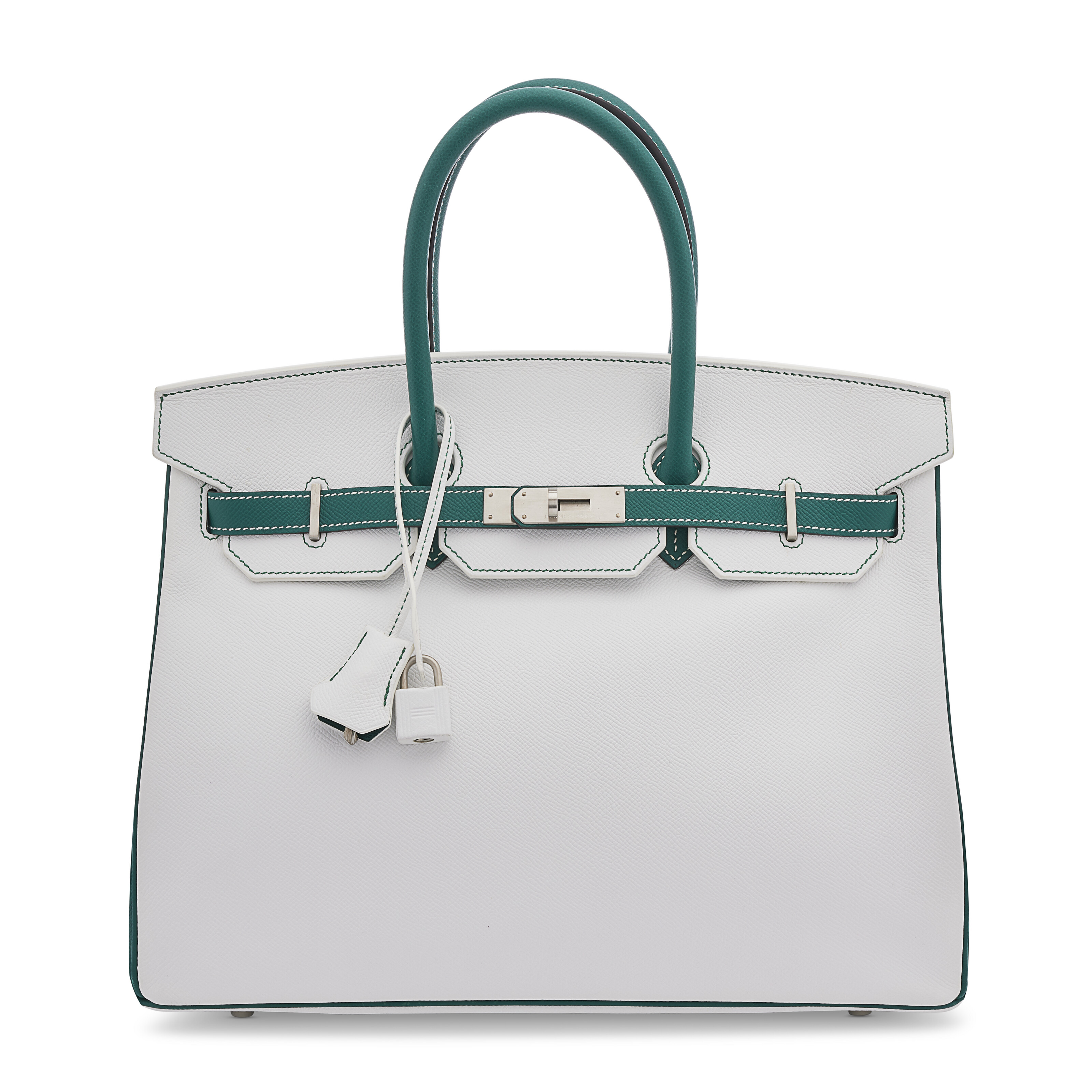 A SPECIAL ORDER WHITE & MALACHITE EPSOM LEATHER BIRKIN 35 WITH