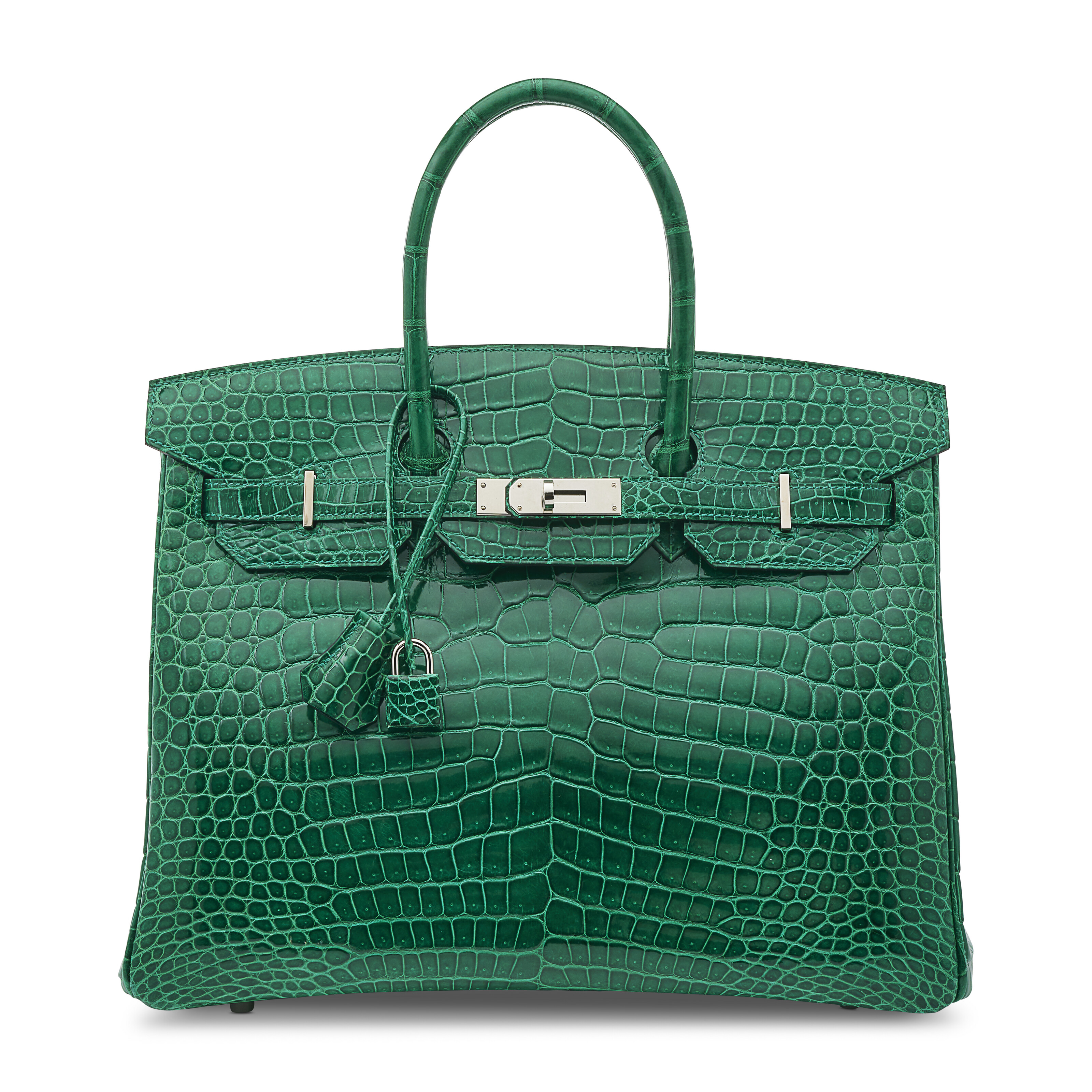 A SHINY VERT ÉMERAUDE POROSUS CROCODILE BIRKIN 35 WITH PALLADIUM