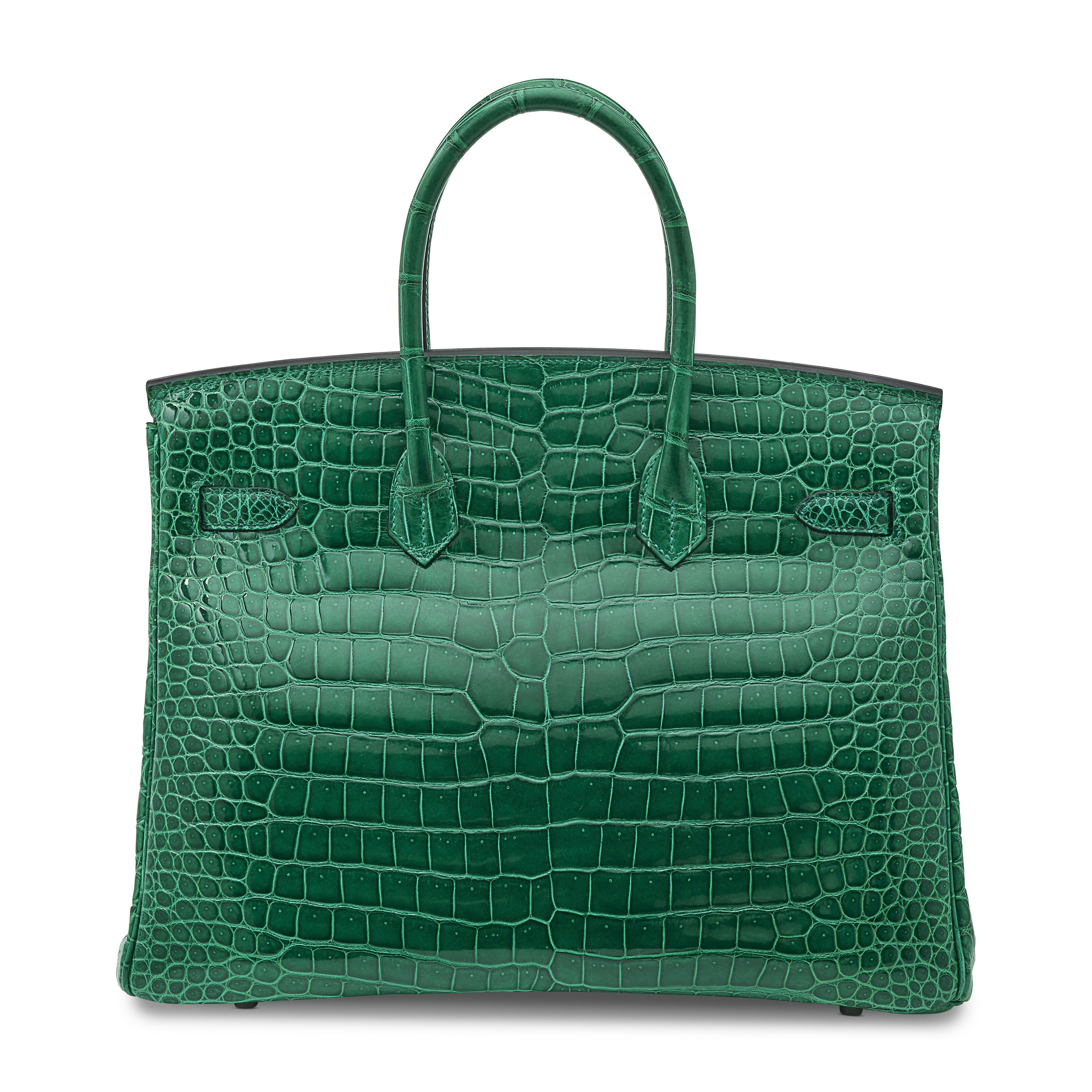 A SHINY VERT ÉMERAUDE POROSUS CROCODILE BIRKIN 35 WITH PALLADIUM